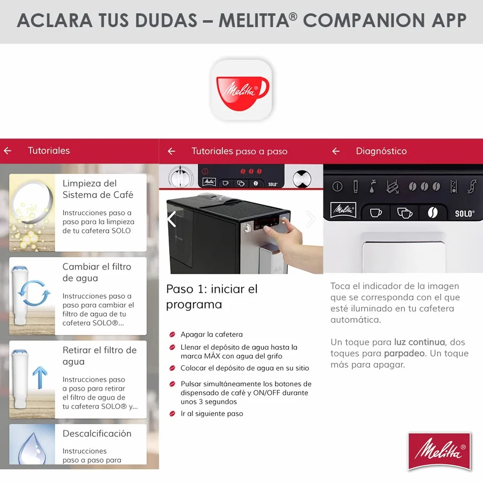 Melitta, Solo E950-222, Cafetera Superautomática con Molinillo, 15 Bares, Café en Grano para Espresso, Limpieza Automática, Personalizable, Pure Black