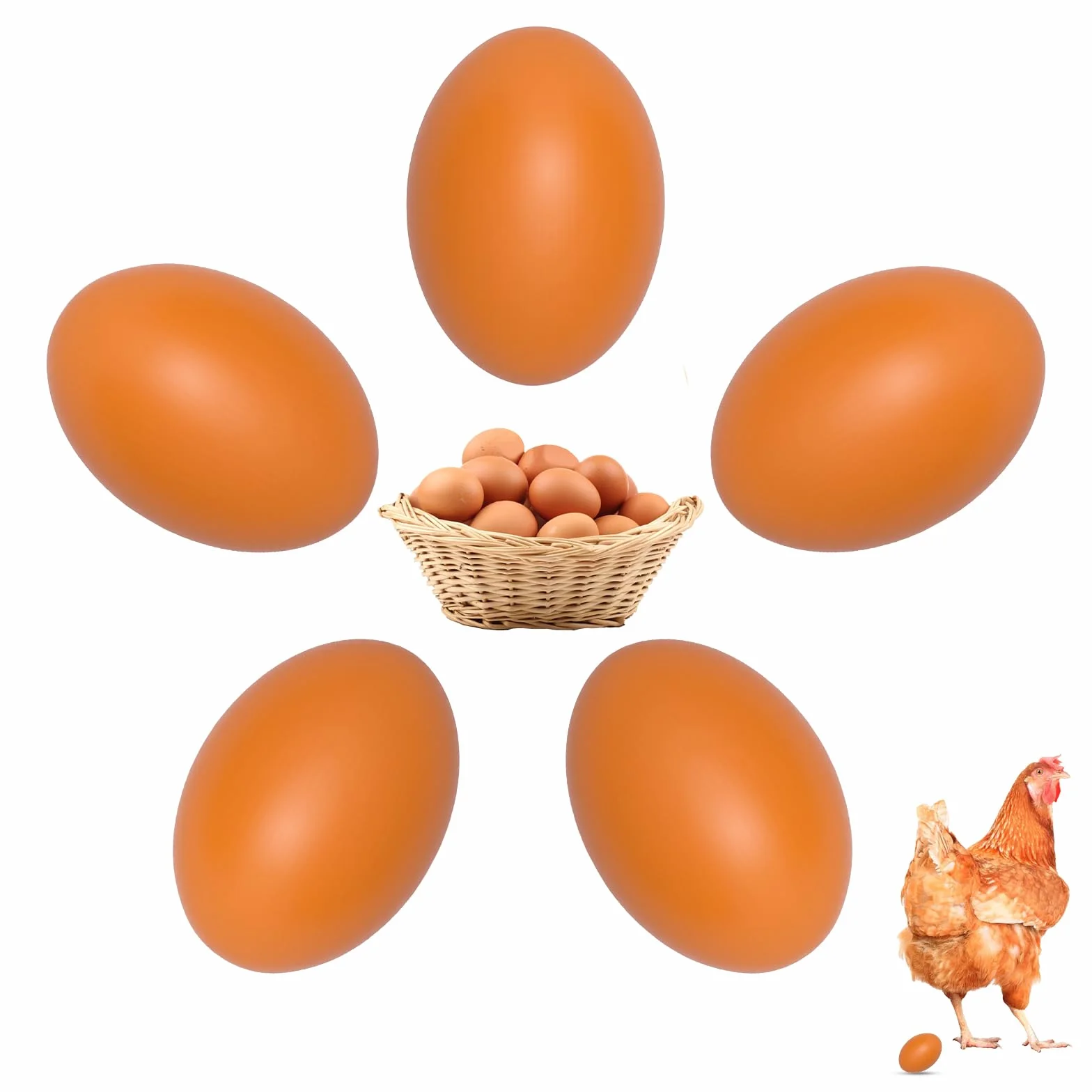 Huevos de Madera Falsos para Gallinas 5 Piezas Huevos Simulados Realistas