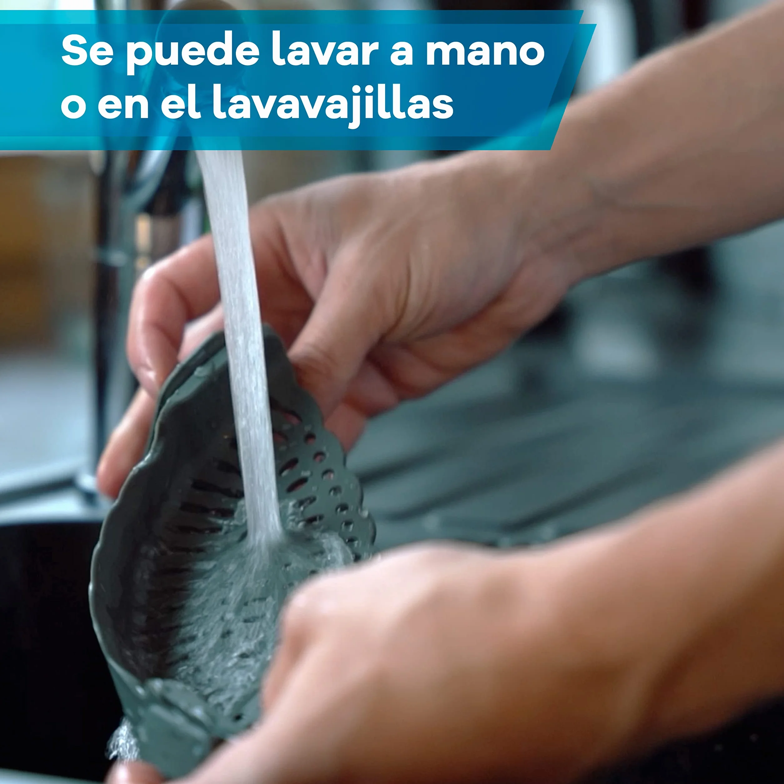 Netrox Colador plegable de silicona para pasta verduras frutas ollas flexible con clips de agarre apto lavavajillas Gris