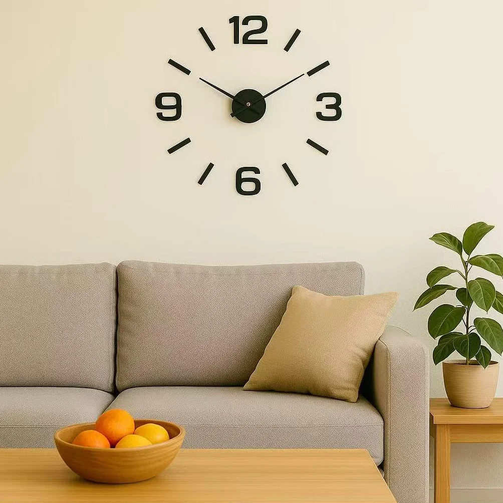 Vococal Reloj de pared números adhesivos negro DIY