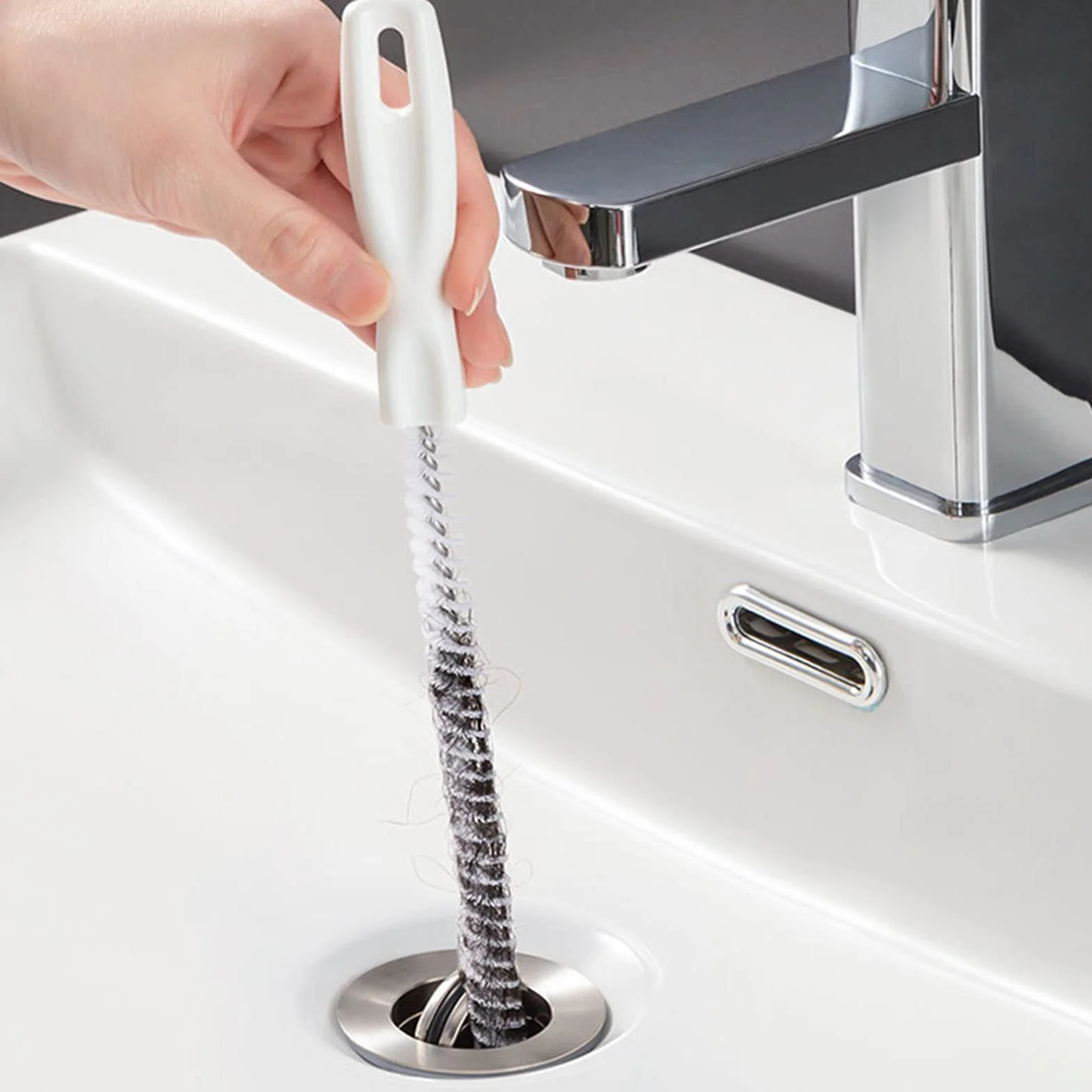 KEYRI 3 Piezas Cepillo de Limpieza para Desagüe, Flexible 45cm Cepillo de Limpieza de Tuberías, Herramienta de Drenaje para Eliminar Pelos y Desatascar, para la Limpieza de Baño Cocina (3 Piezas)
