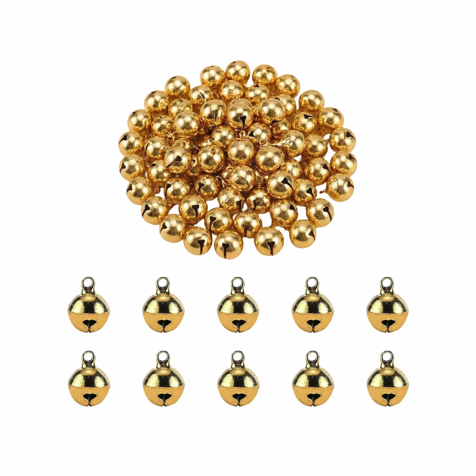 100 Campanas Decorativas de Cobre 14 mm para Manualidades, Joyería y Decoraciones Festivas