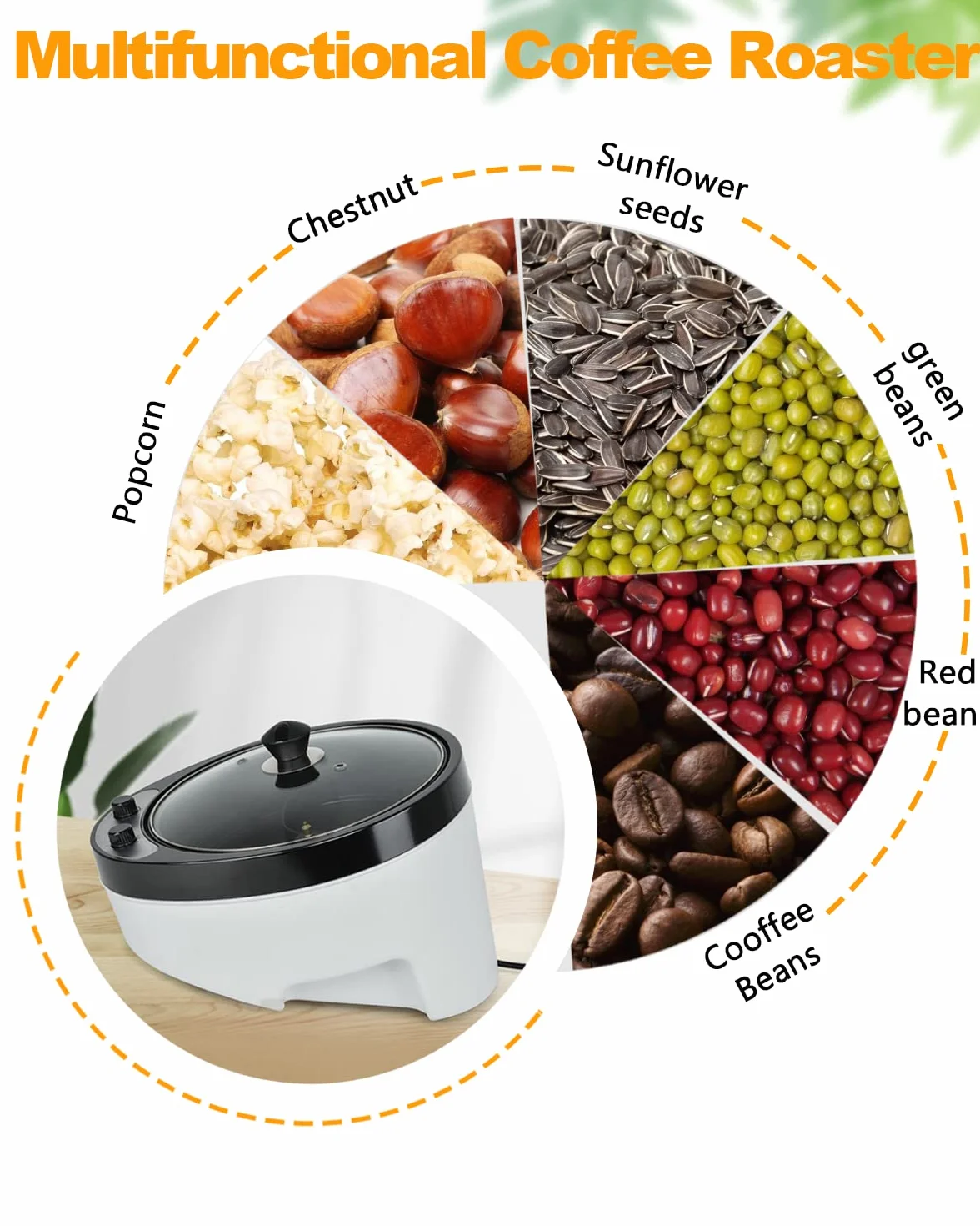 Tostador de Café 800g Máquina Tostar Café Doméstico 0-240°C Eléctrico 1200W