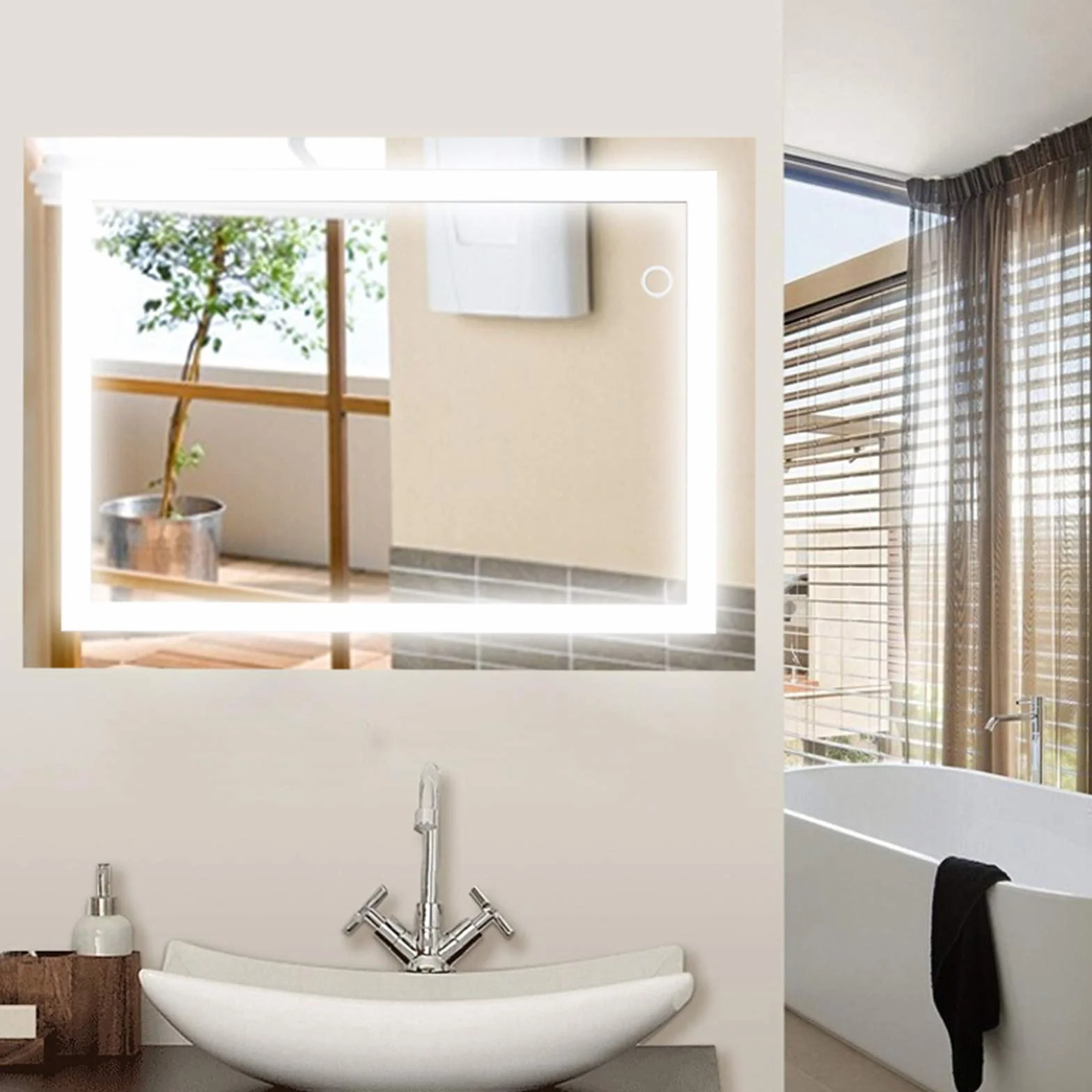 60 x 80 cm Espejo de baño iluminado LED montado en la pared Espejo de luz LED (60x80cm)