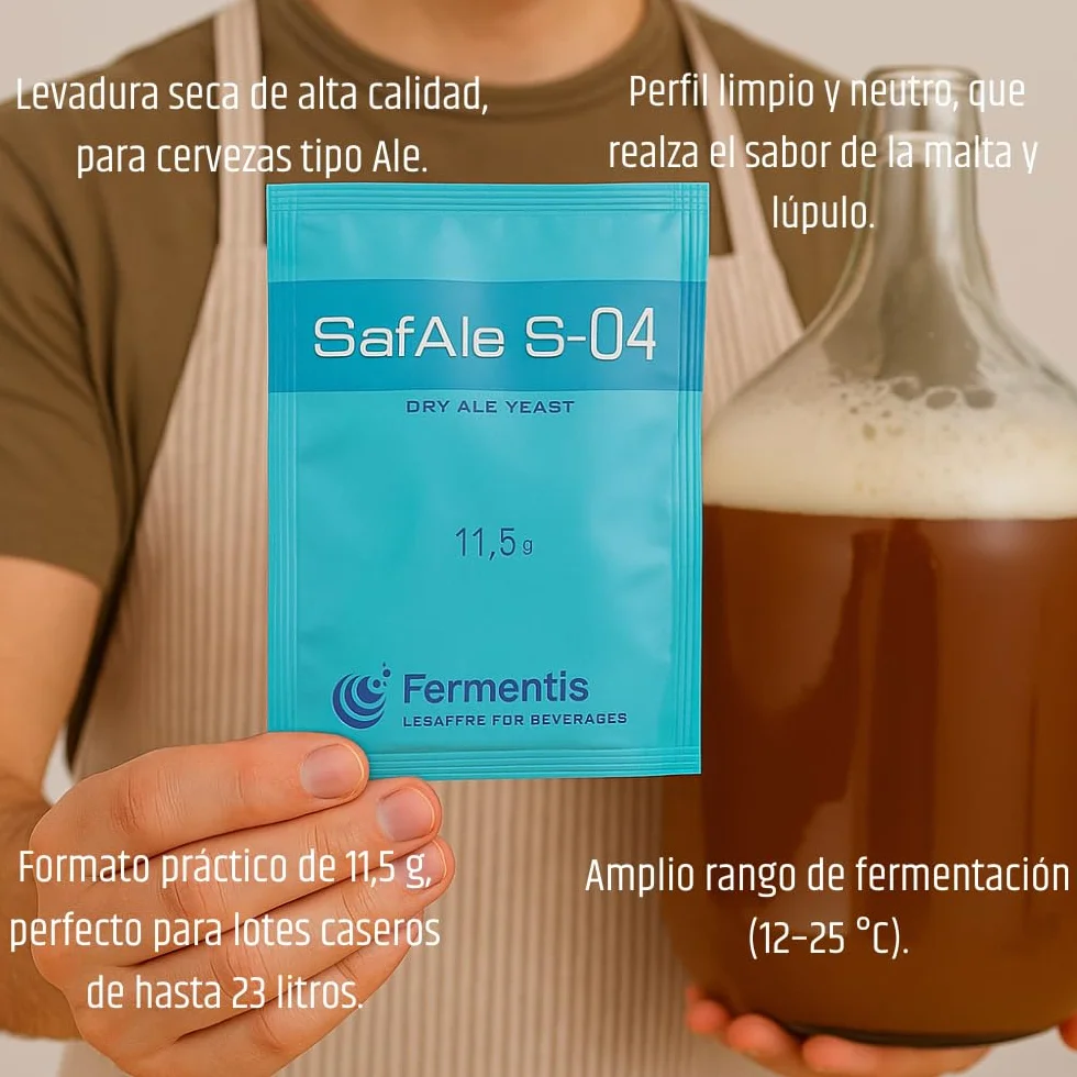 S-04 Levadura seca para cerveza Ale inglesa pack 5 x 11,5 g