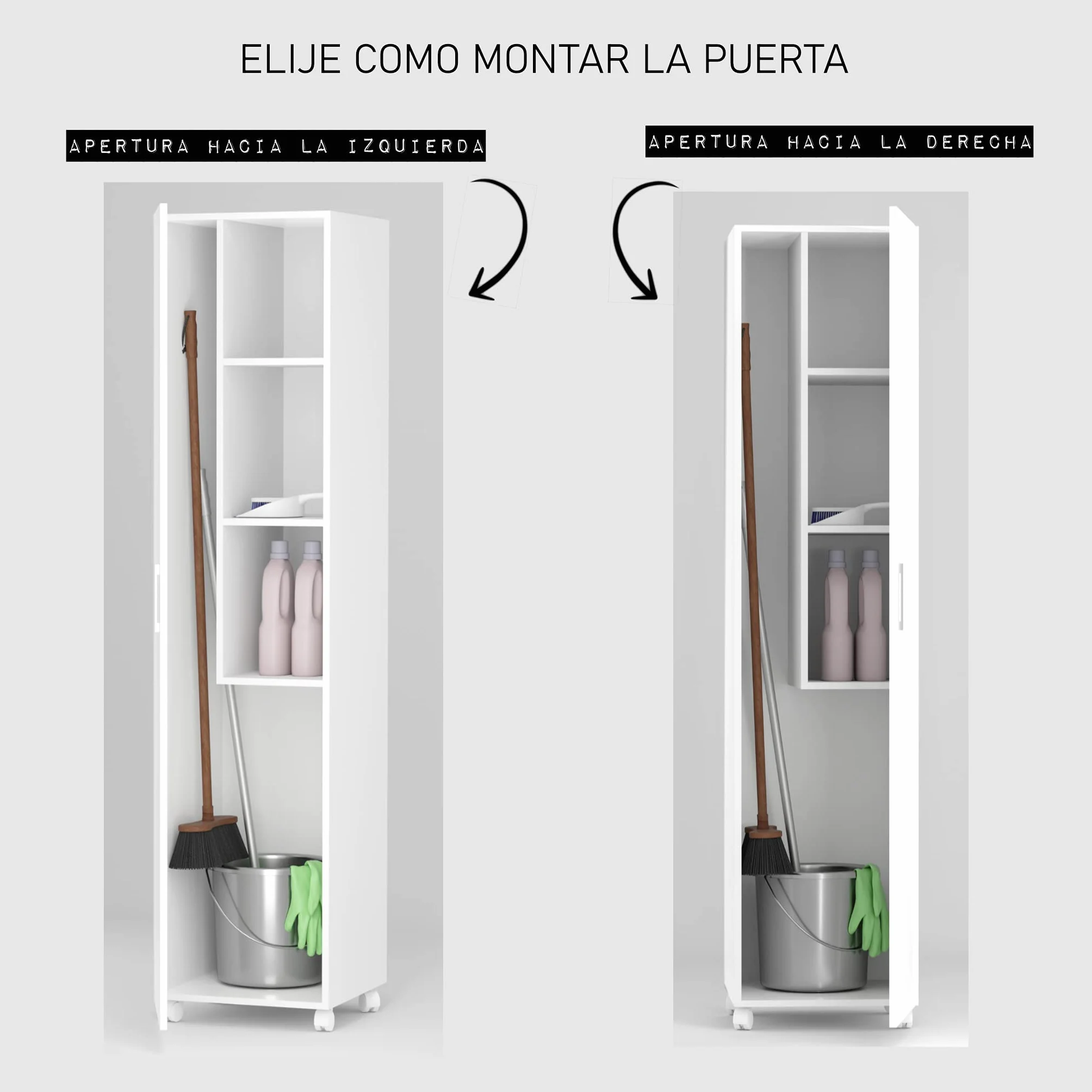 Armario Multiusos con Puerta y Ruedas Blanco