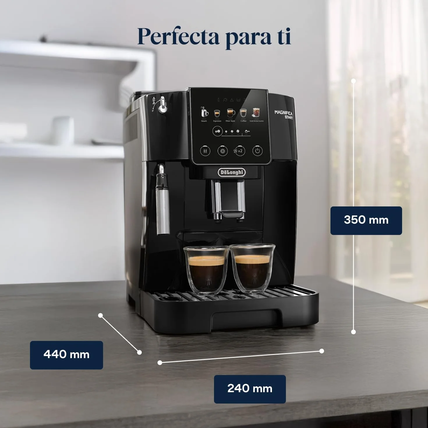 De’Longhi Magnifica Start - Cafetera Superautomática, LatteCrema Jarra de leche automática, 5 Bebidas One-Touch, Controles Soft Touch, Negro (ECAM222.91.B)