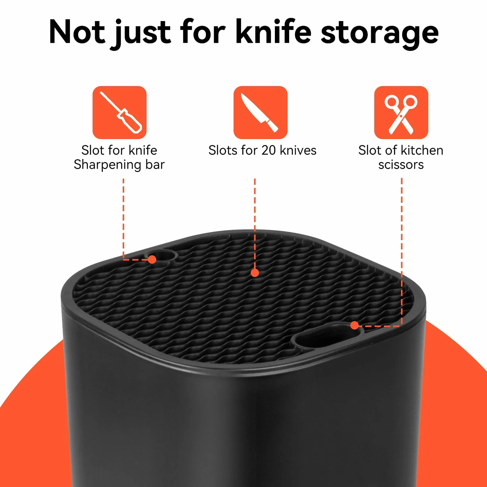 Soporte para Cuchillos Universal, Bloque Negro con Láminas Flexibles