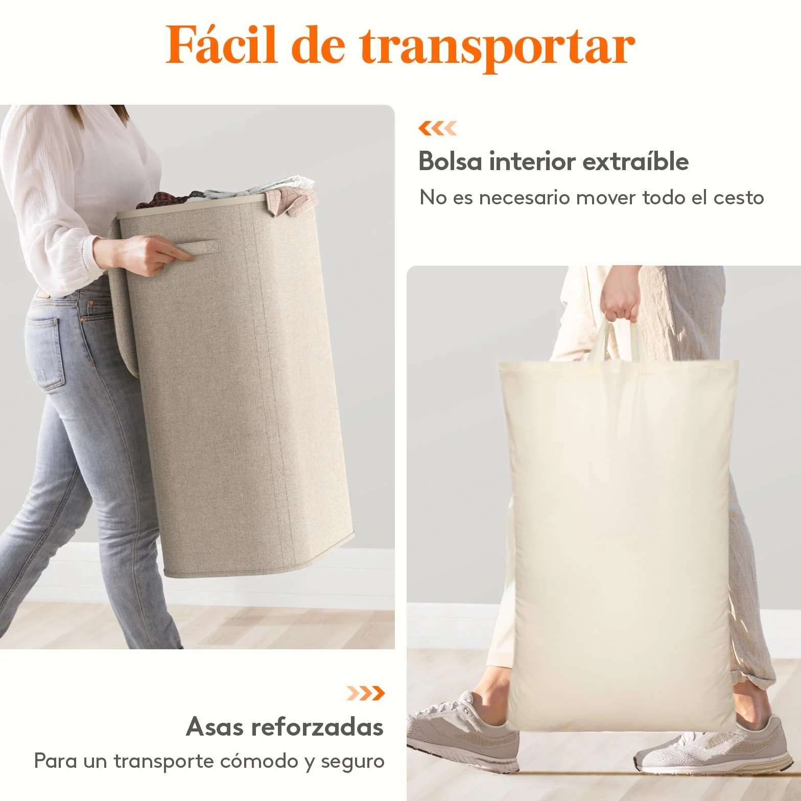 Lifewit Cesto Ropa Sucia, Cesta Ropa Plegable con Bolsa Extraíble y Asa, Cubo Ropa Sucia con Tapa, Laundry Basket para Dormitorio, Baño, Lavandería, Dormitorio, 105 L, Beige
