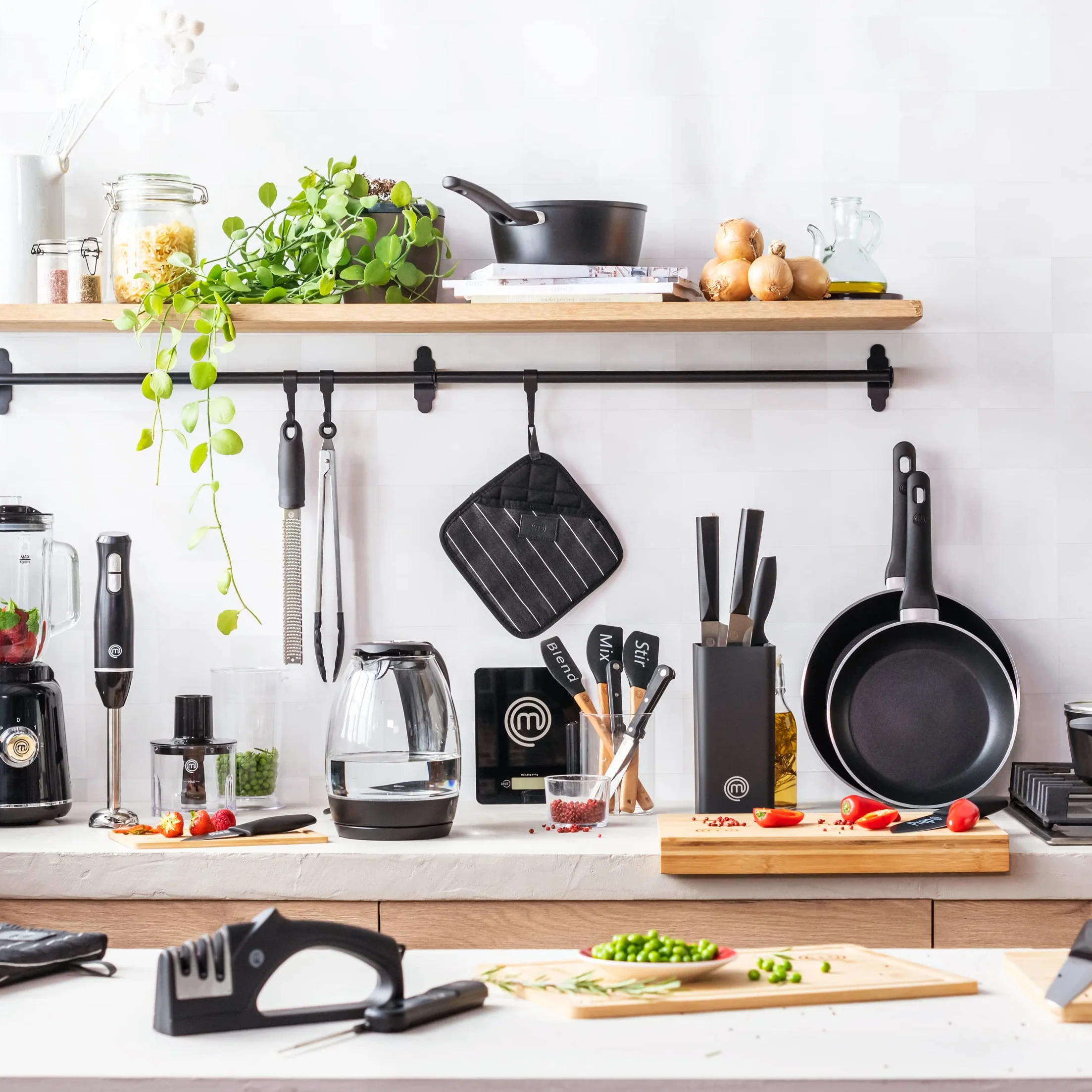 MasterChef Tabla de Cortar Madera Bambú Encimera para Carne Jamón Pan Quesos con Ranura Jugos Natural Sostenible