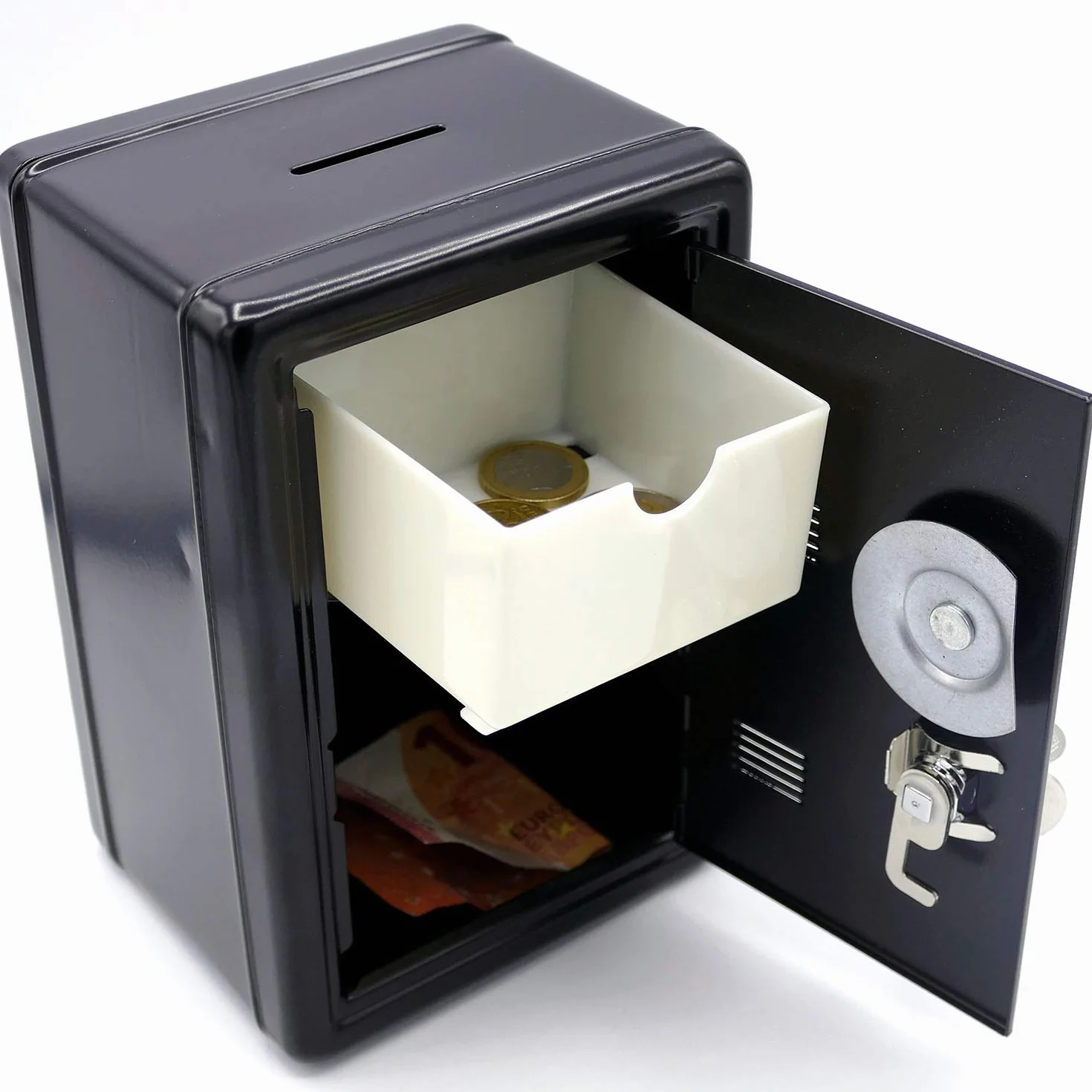 Hucha de Metal con forma de caja fuerte con llave