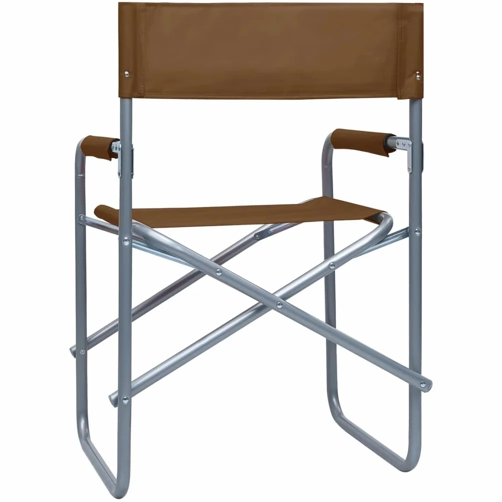 vidaXL 2X Sillas de Director Asientos Balcón Casa Hogar Muebles Mobiliario Decoración Bricolaje Sofás Sillones Mesas Butaca Acero Marrón