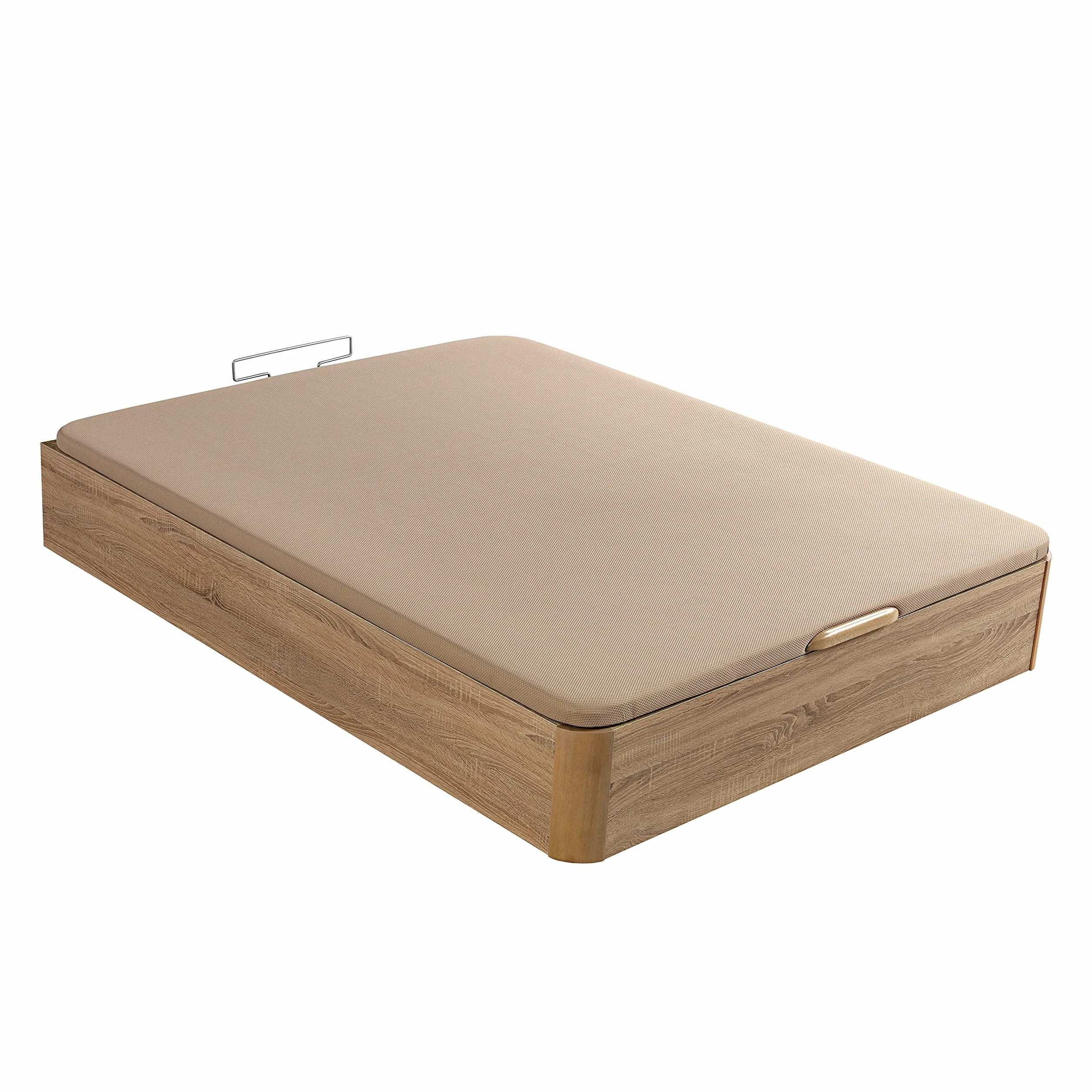 What The Sleep | Canapé Abatible de Madera Gran Capacidad | 135x190 | Montaje y Retirada Usado Incluido | Natural | 32 cm | Apto Todos Colchones | Esquinas Delanteras Redondeadas | Storage Bed