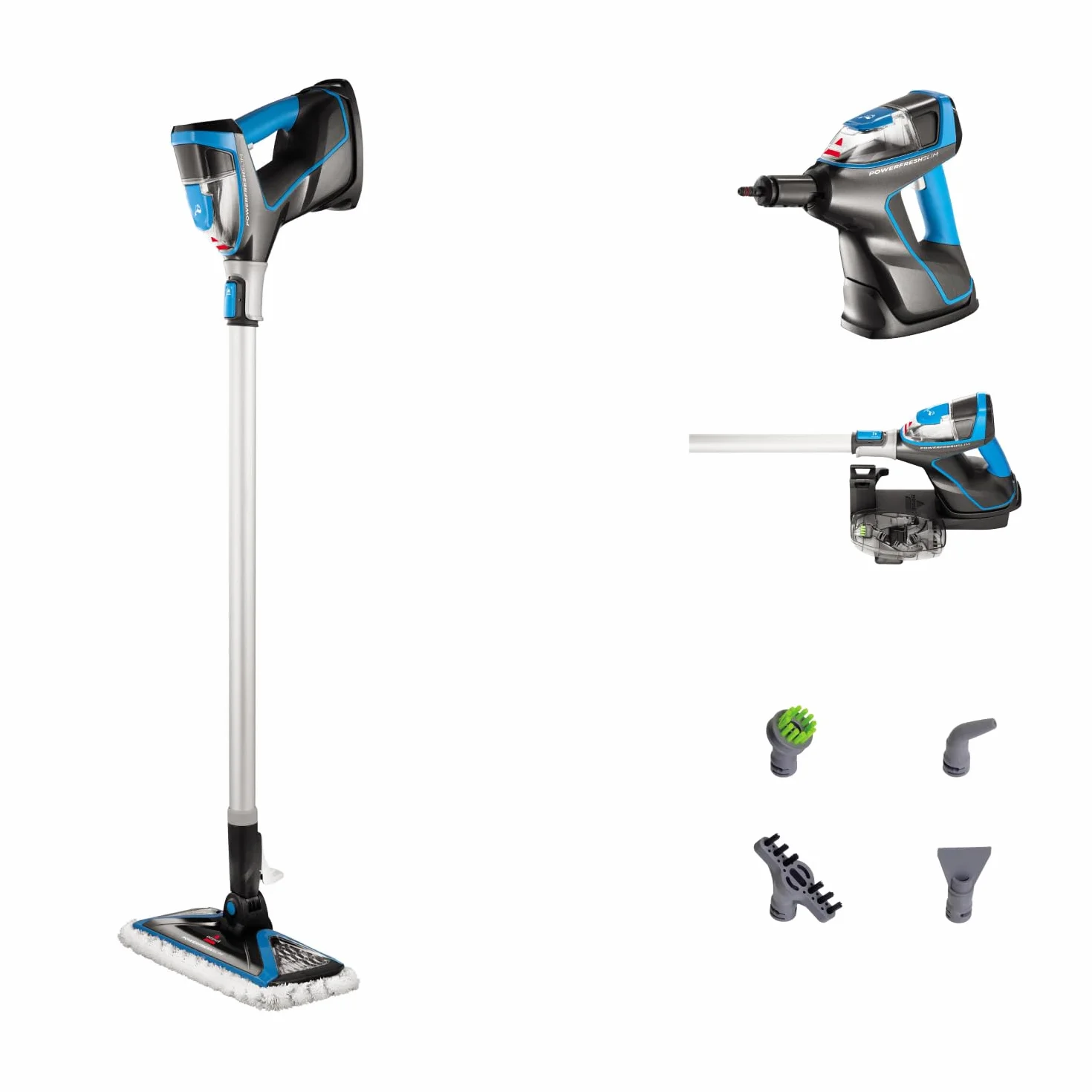 BISSELL PowerFresh Slim Steam, vaporeta 3 en 1, cambia de limpiador de vapor para suelos a limpiador de vapor de mano, vaporizador ligero, multiuso con herramientas, 1600 W, 1,86 kg, 4268N
