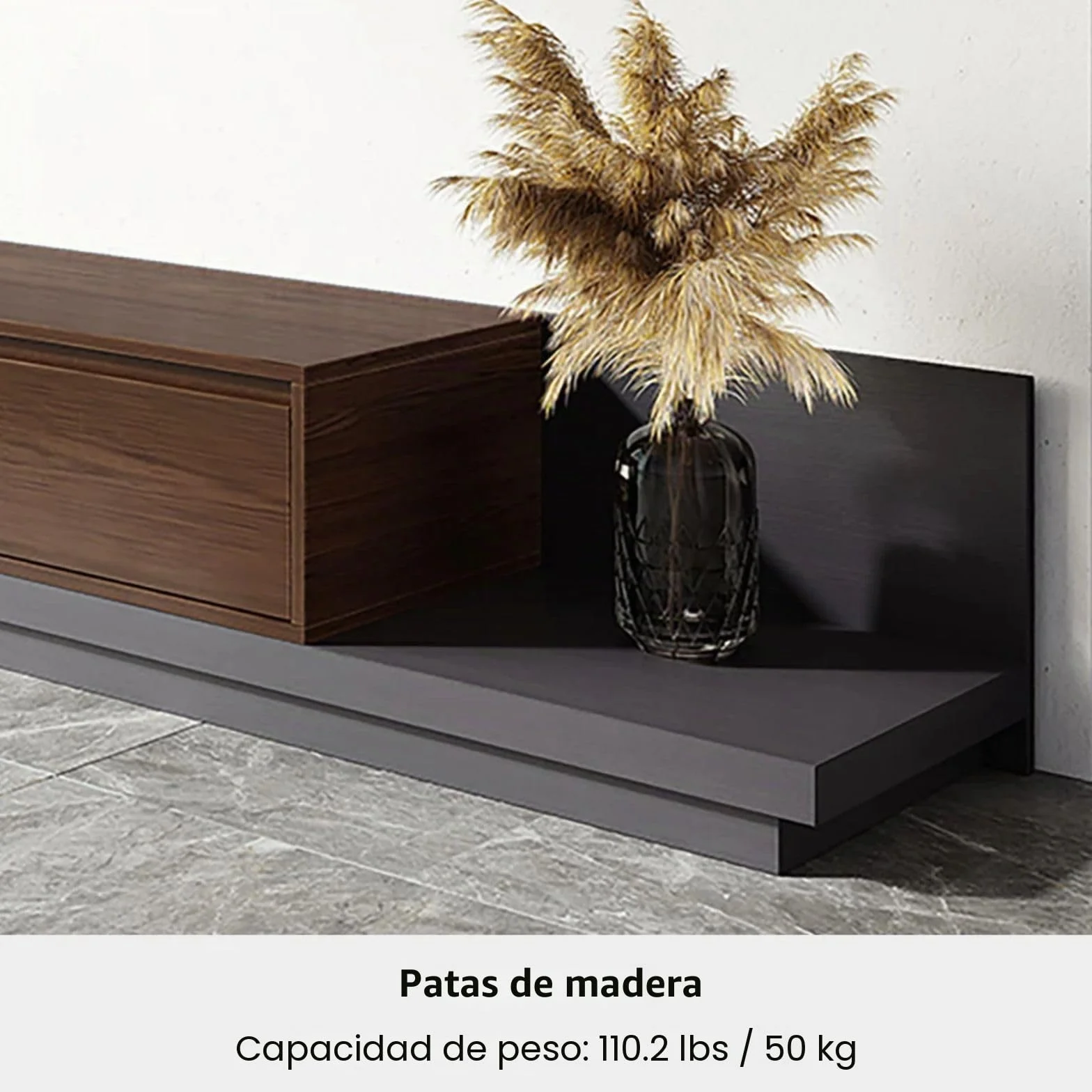 Homary Mueble TV Extensible 200–360 cm Mueble TV salón Moderno con 3 cajones Soft-Close y diseño Extensible para Muebles de salón Flexibles, Nogal y Gris