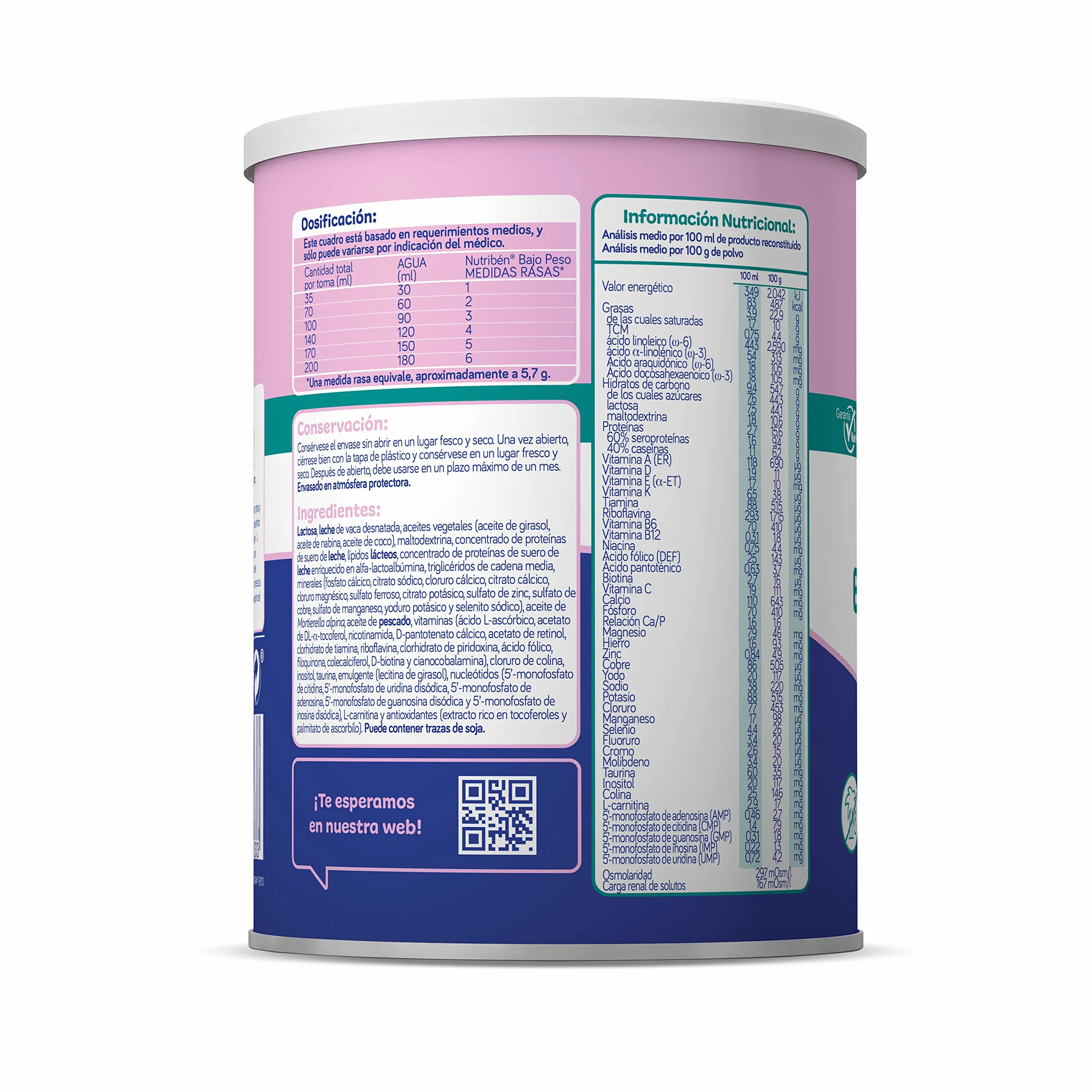 Nutribén Bajo Peso Leche en Polvo para Bebés Prematuros 400g