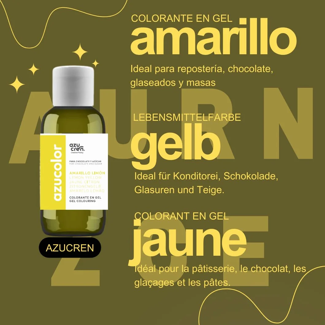 Azucren AZUCOLOR Colorante Alimentario en Gel 50 Gr Amarillo Limón