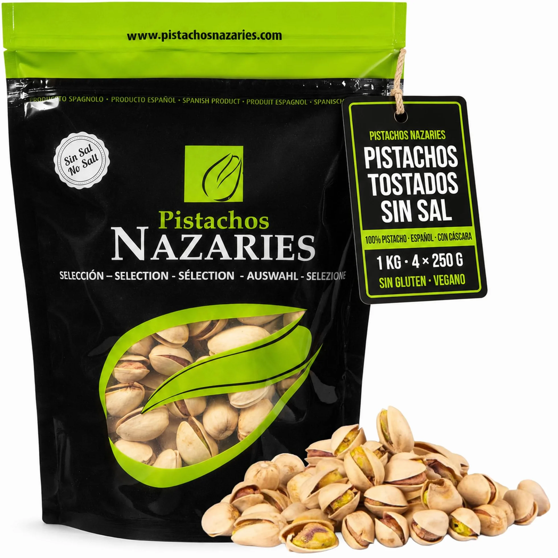 Pistachos Tostados Sin Sal Españoles Con Cáscara 4x250g Snack Saludable