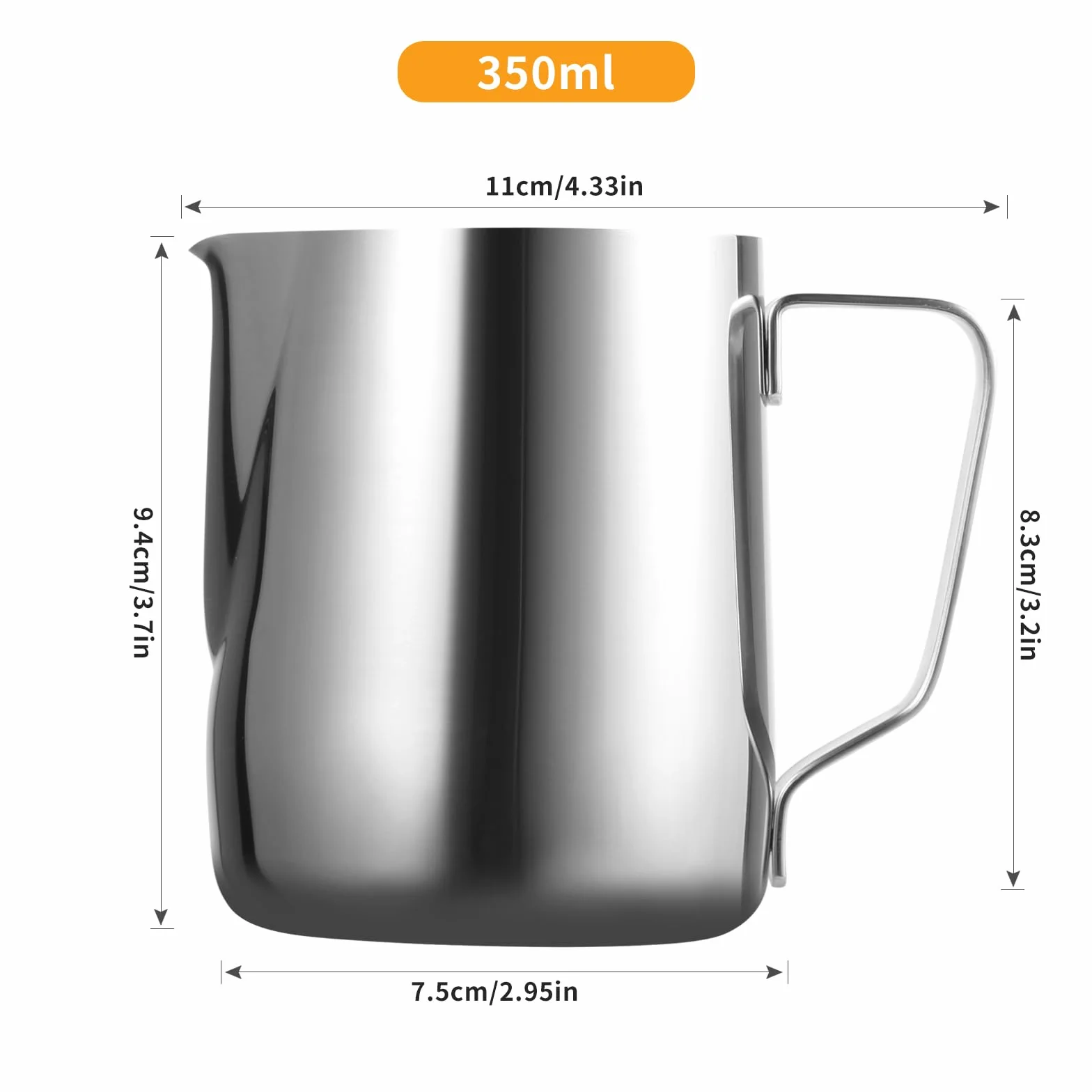 Jarra Leche Barista 350ml con Bolígrafo de Arte Latte - Lechera de Acero Inoxidable para Arte de Café, Capuchino y Espresso, Jarra Cafe