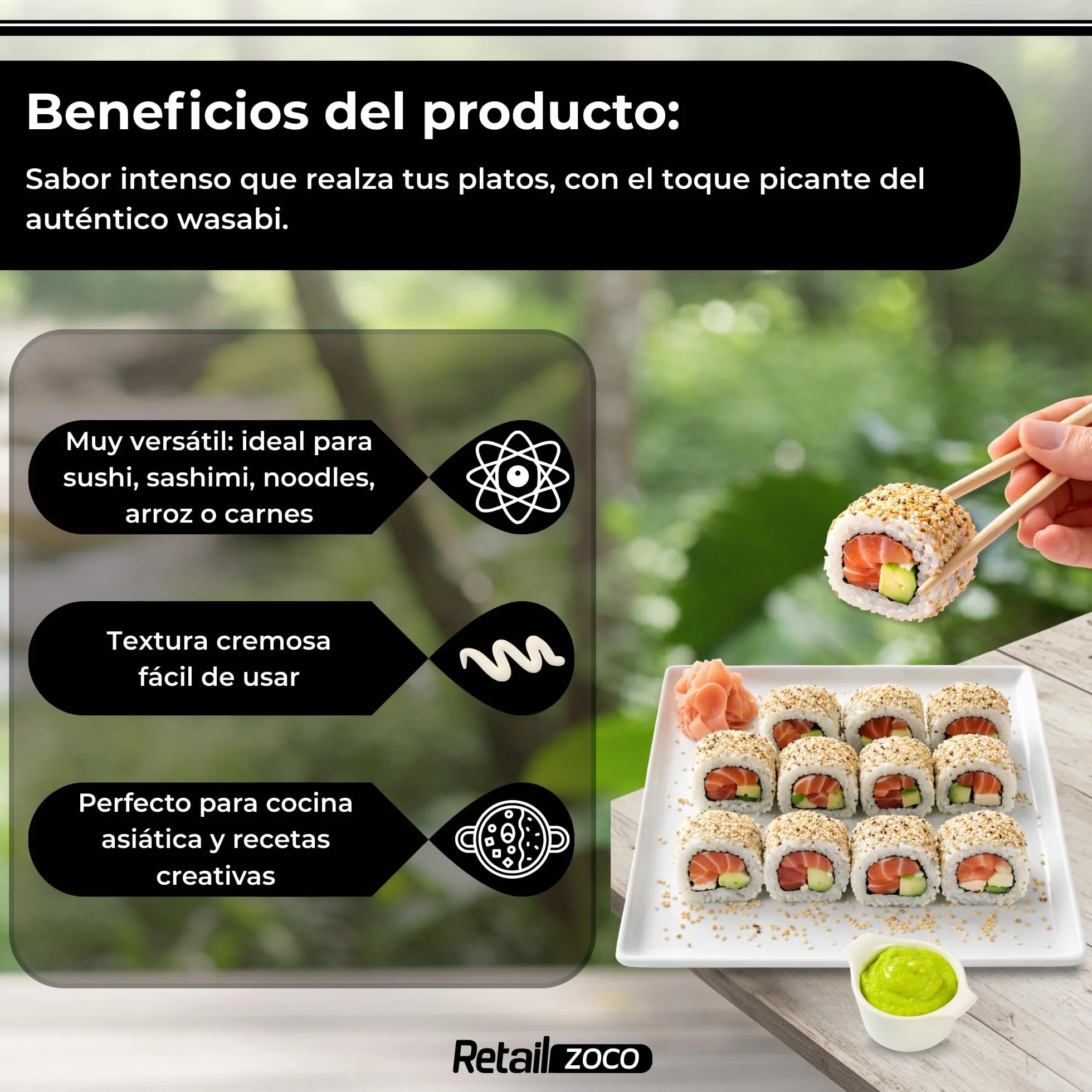 Pasta de wasabi en tubo 43 g pack de 2 unidades auténtico sabor picante para sushi sashimi nigiris