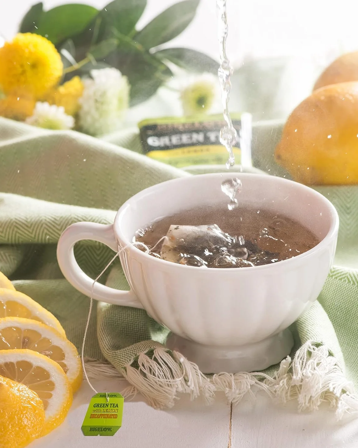 Bigelow Tea Té verde descafeinado con limón, paquete de 6 cajas de 20 unidades