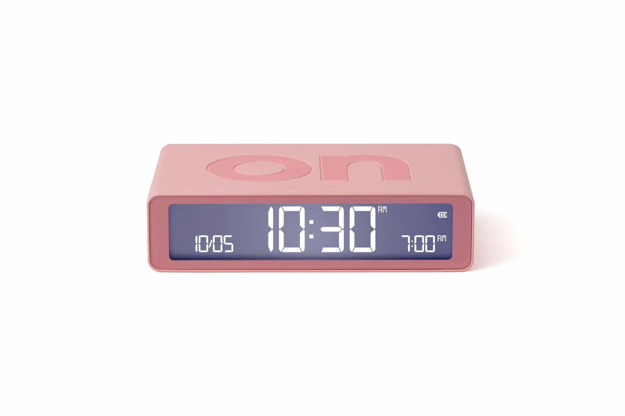 Lexon Flip Classic Reloj Despertador Digital con Caras Reversibles de Encendido/Apagado, Reloj de Noche Recargable con Pantalla LCD, Sensor táctil para función de repetición y luz - Rosa