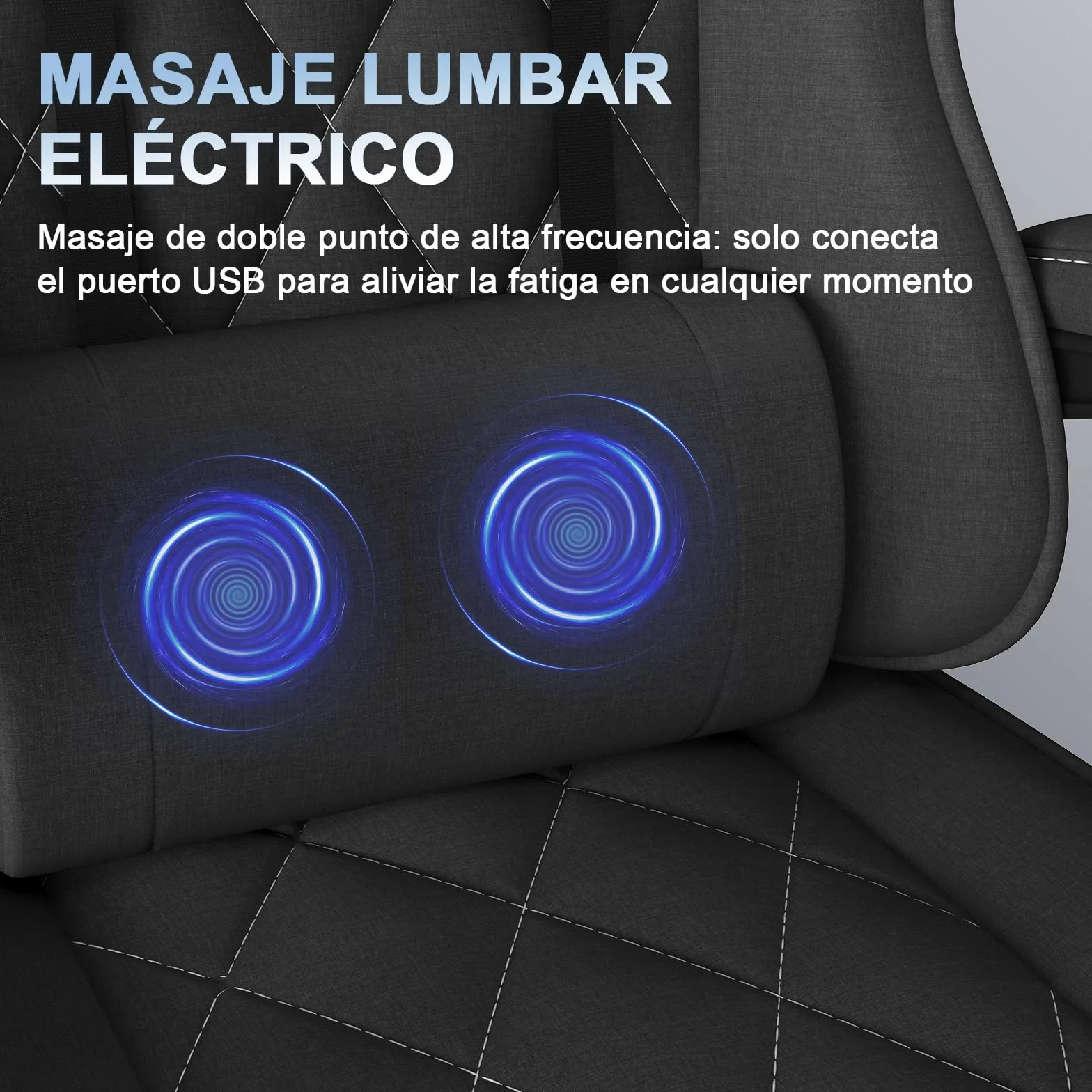 Devoko Silla Gaming Ergonómica de Tela Transpirable con Masaje Lumbar y Reposapiés Retráctil, Reclinable, 150 kg, Negro
