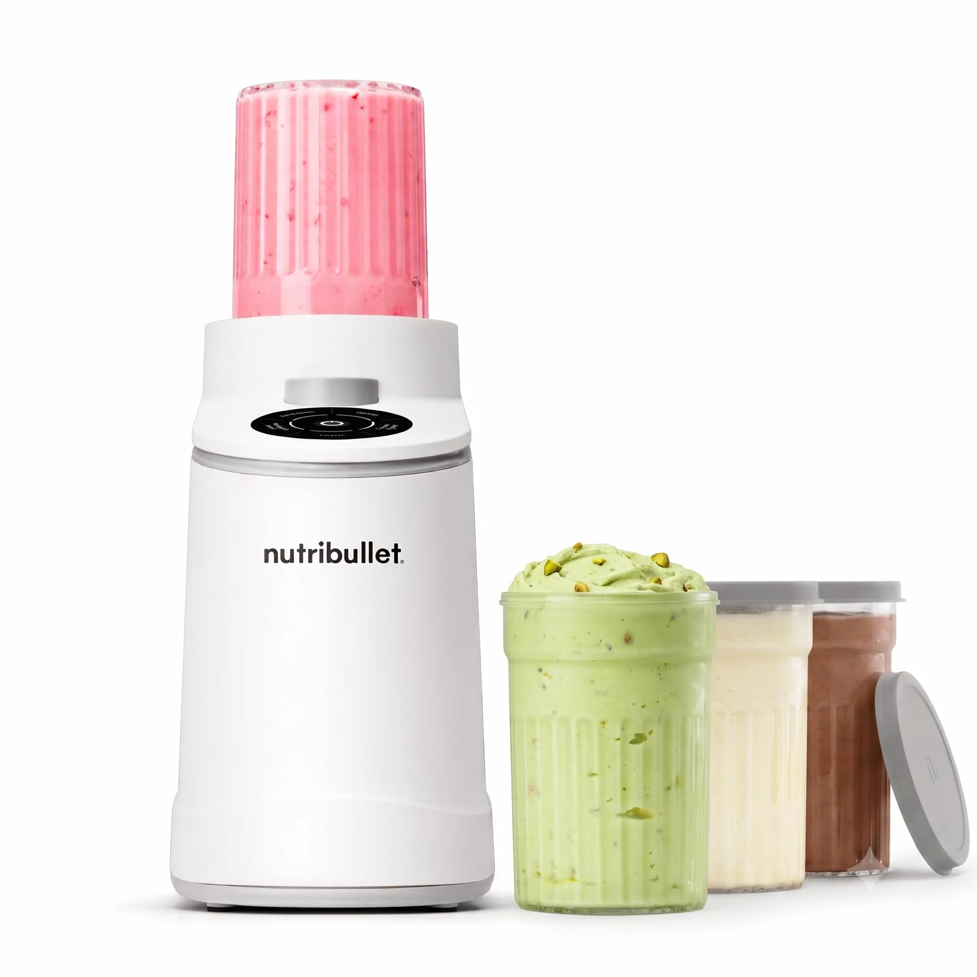 nutribullet Chill – Heladera para gelato, helados, yogur helado, smoothie bowls, sorbetes, 5 programas automáticos, máquina de helados, 3 recipientes con tapa, ideal para familias, blanco (NBD0503W)