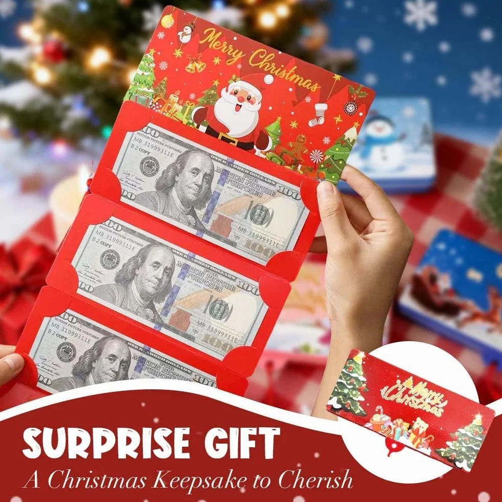 Genérico sobre para Regalos en Efectivo de Navidad, sobre para Dinero en Efectivo Premium DIY con 10 Ranuras, Sobres Sorpresa para Dinero (Multicolor-3 Piezas)
