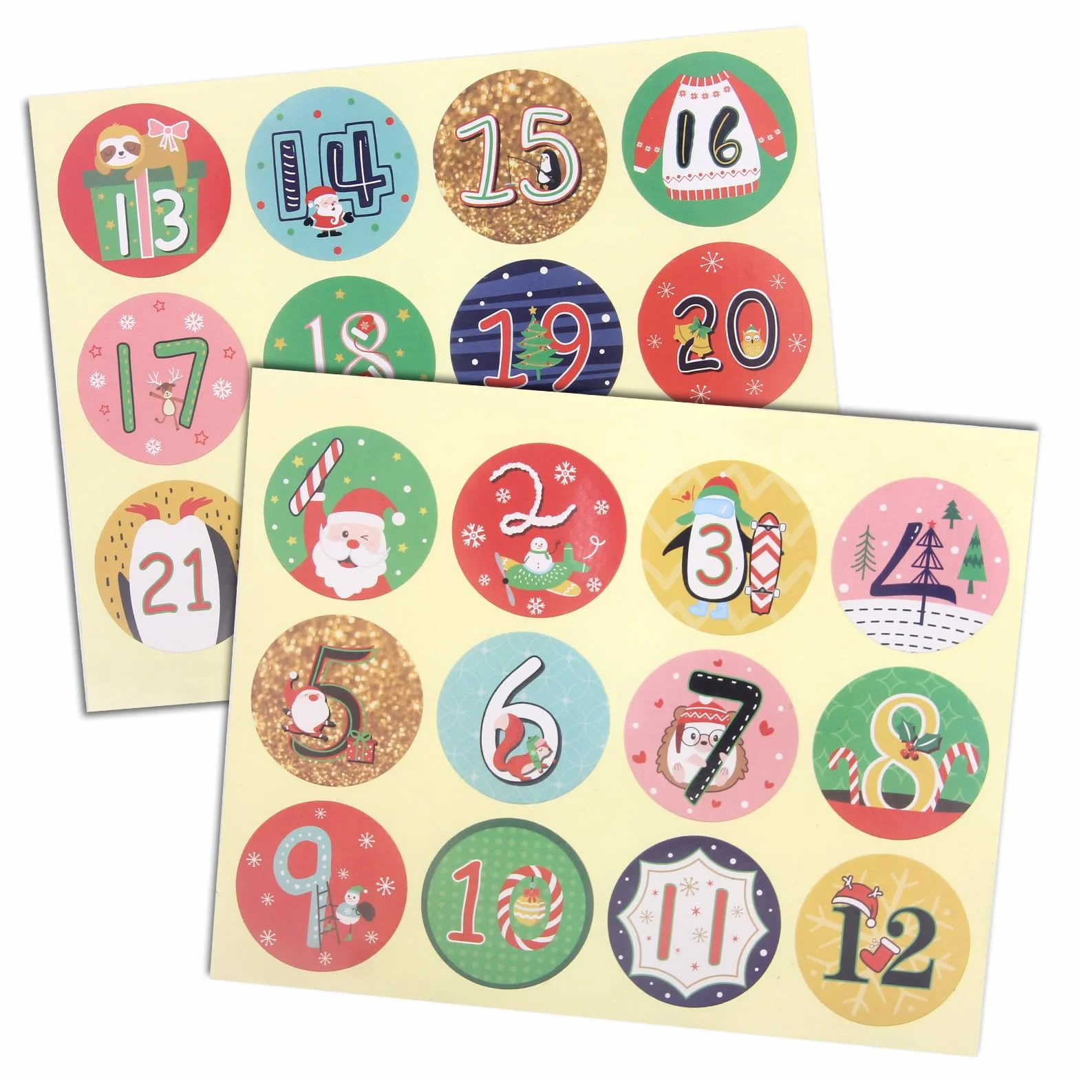 Calendario Adviento para Rellenar 2024, 24 Piezas, DIY Bolsas Navideñas de Papel con Cuerda y Números Adhesivos