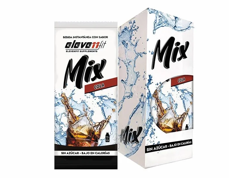 Eleven Fit Mix Instantáneo Sabor Cola 1.5L Sin Azúcar Baja en Calorías Caja 12 Sobres