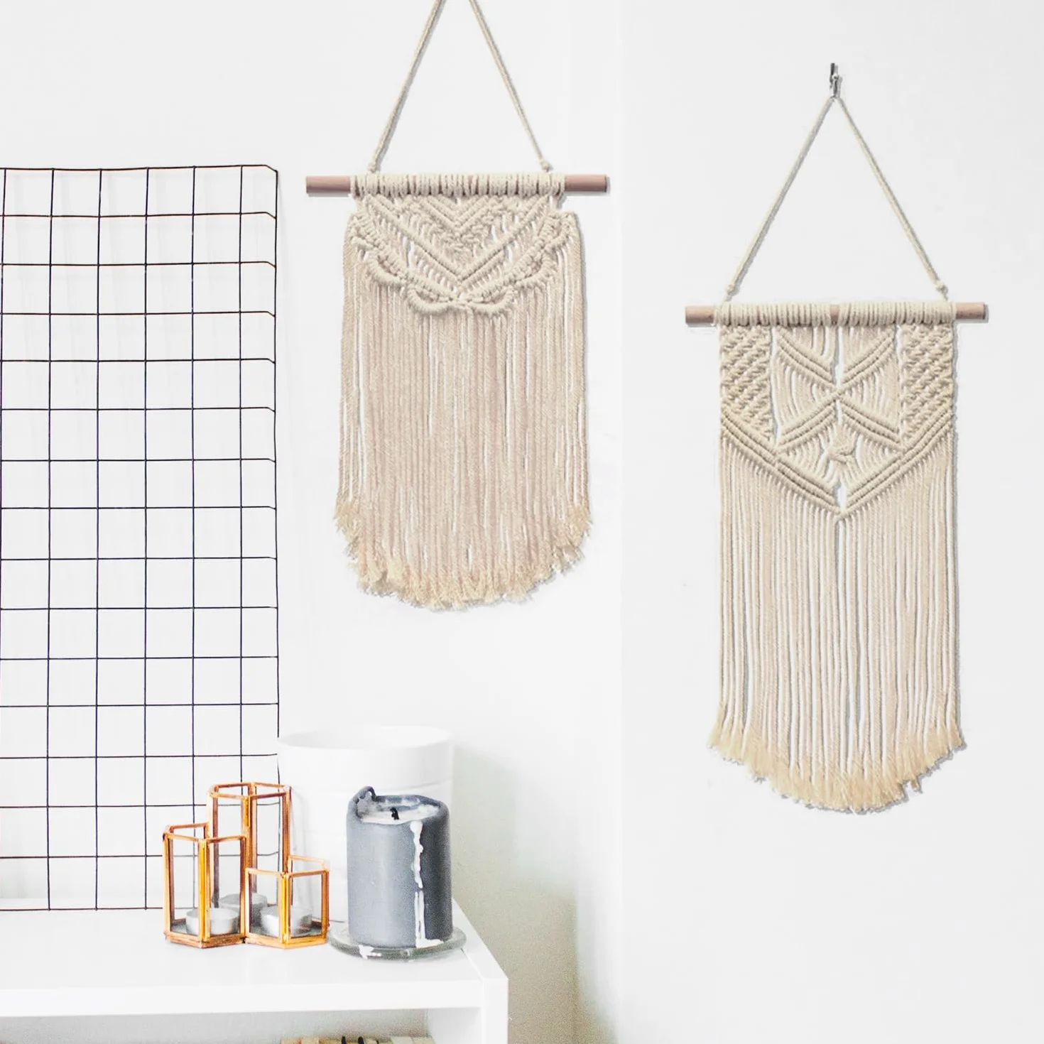 ATBUSS Tapiz de pared bohemio, 2 unidades, decoración tejida hogar