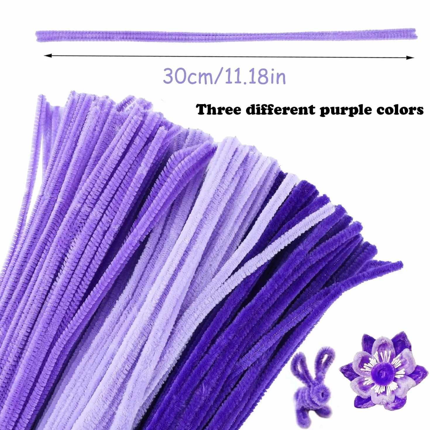 300 limpiadores de pipas, 3 limpiadores de pipas amarillos diferentes, alambre flexible para manualidades, 30 cm, limpiador de pipas de chenilla, proyectos de bricolaje (300 unidades, color