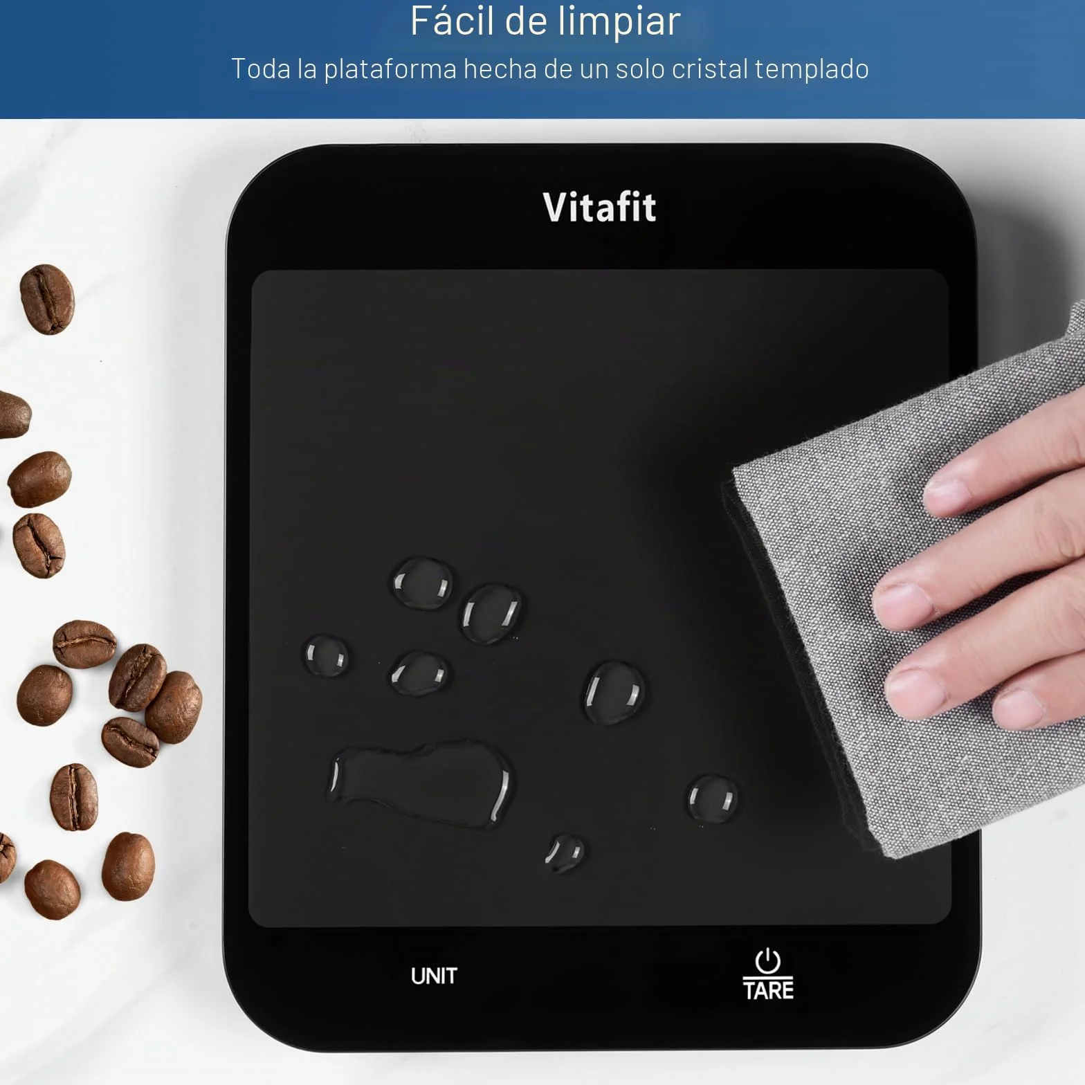 Vitafit Báscula Cocina Digital 15kg 1g Precisión Plataforma 215x180mm Negro