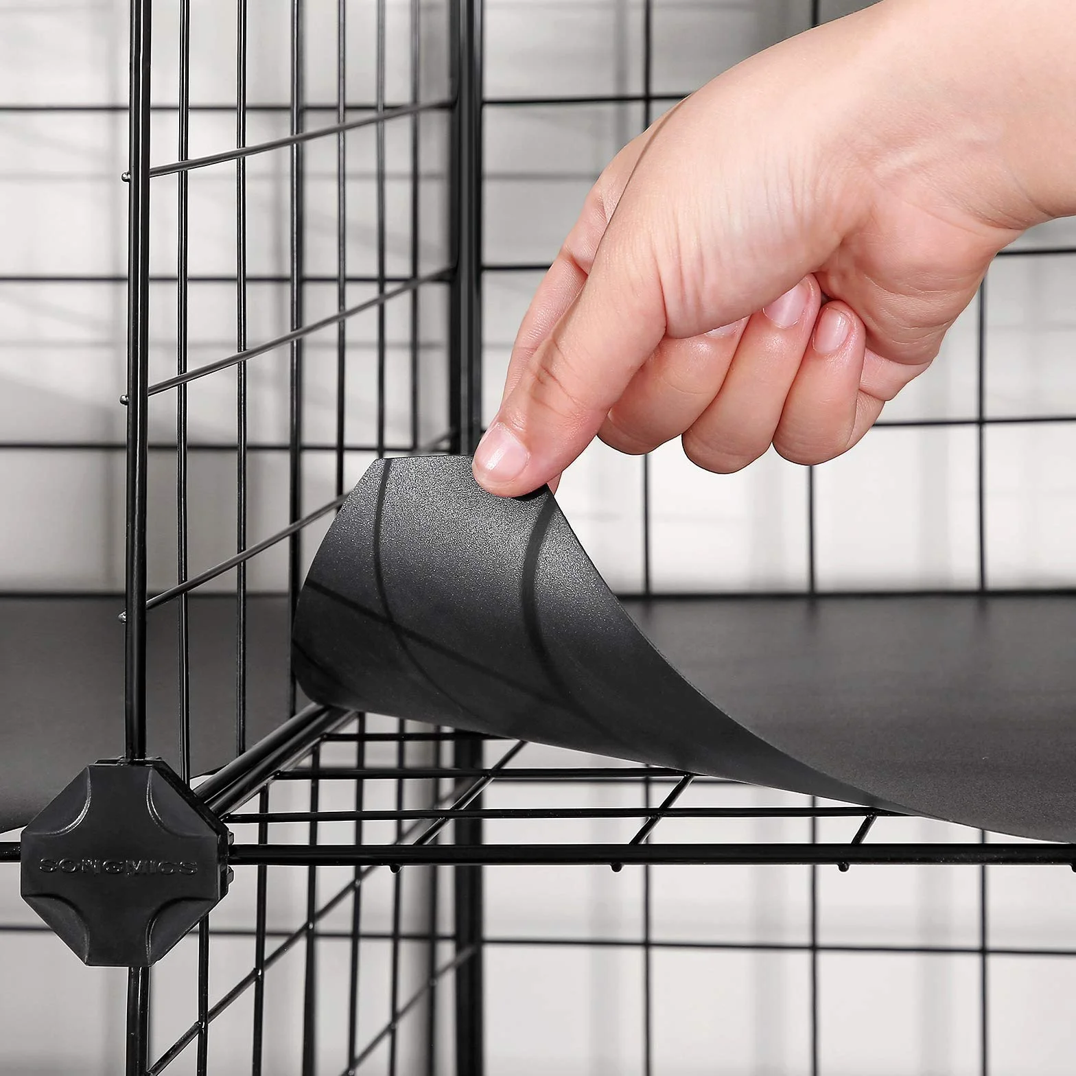 SONGMICS Estantería Modular de 12 Cubos, Armario de Almacenamiento de Alambre de Metal, 31 x 93 x 123 cm, Negro
