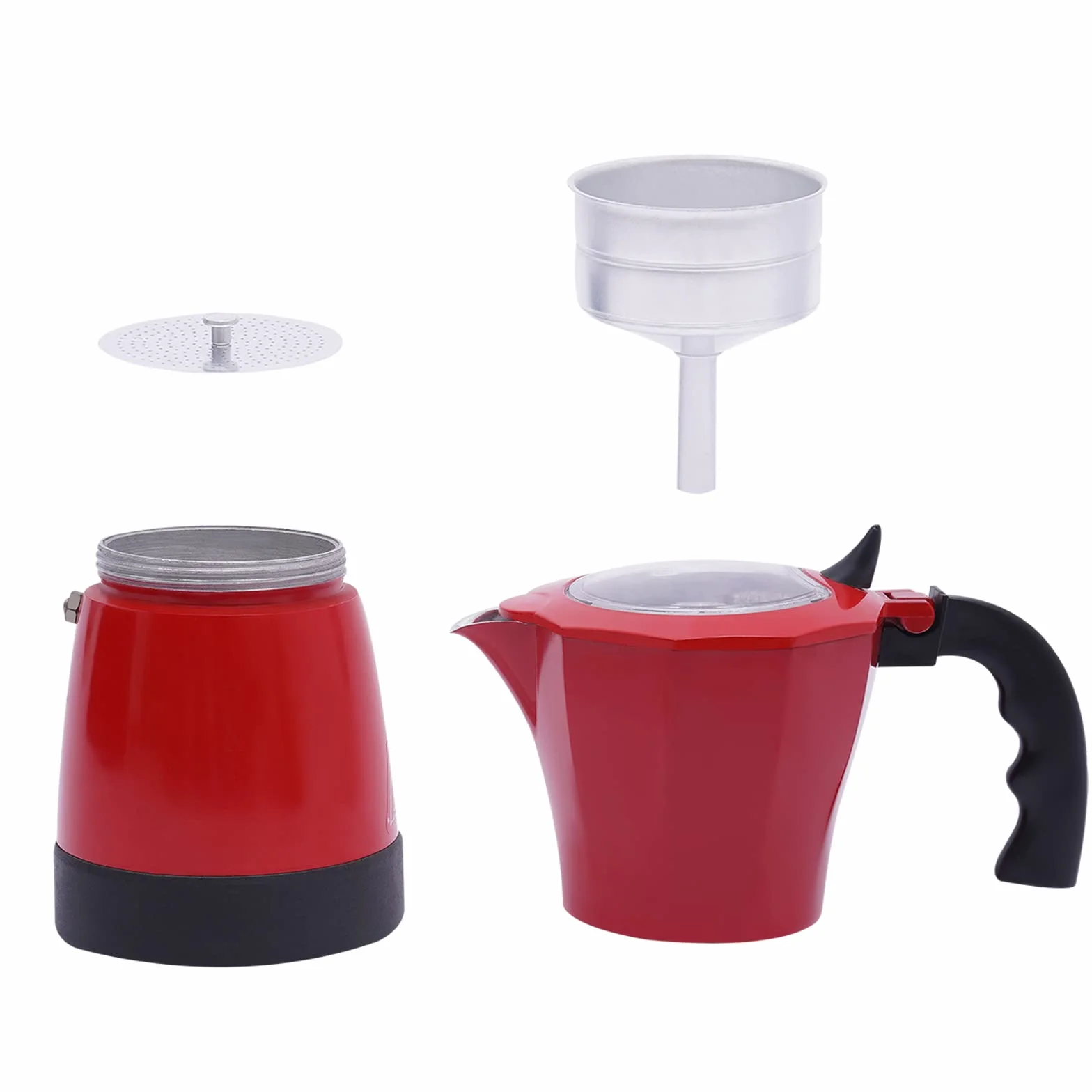 Cafetera de espresso eléctrica 480W 300ML para 6 tazas, rojo