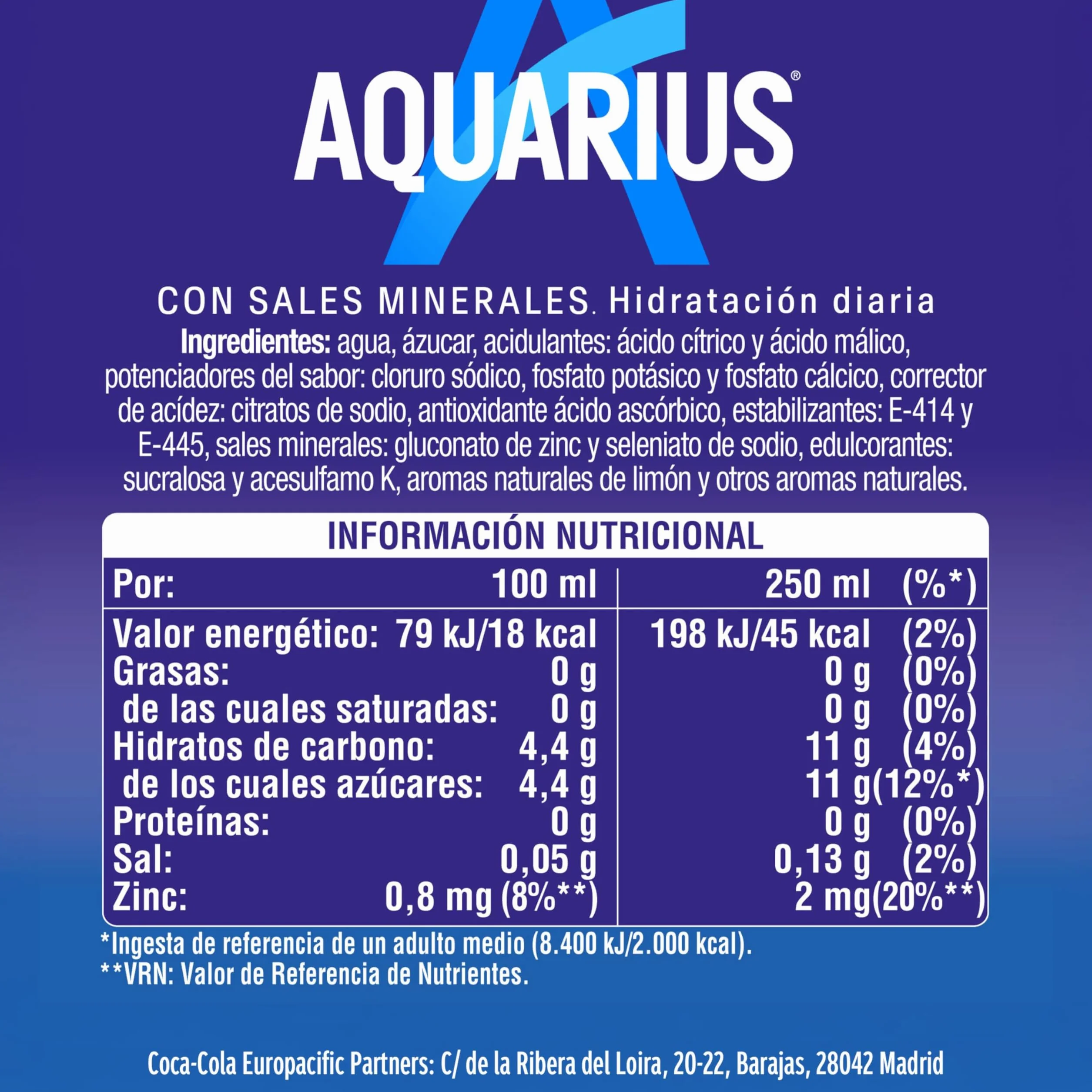 AQUARIUS Limón Bebida Hidratante con Sales Minerales Baja en Calorías Pack 2 x 1,5 L