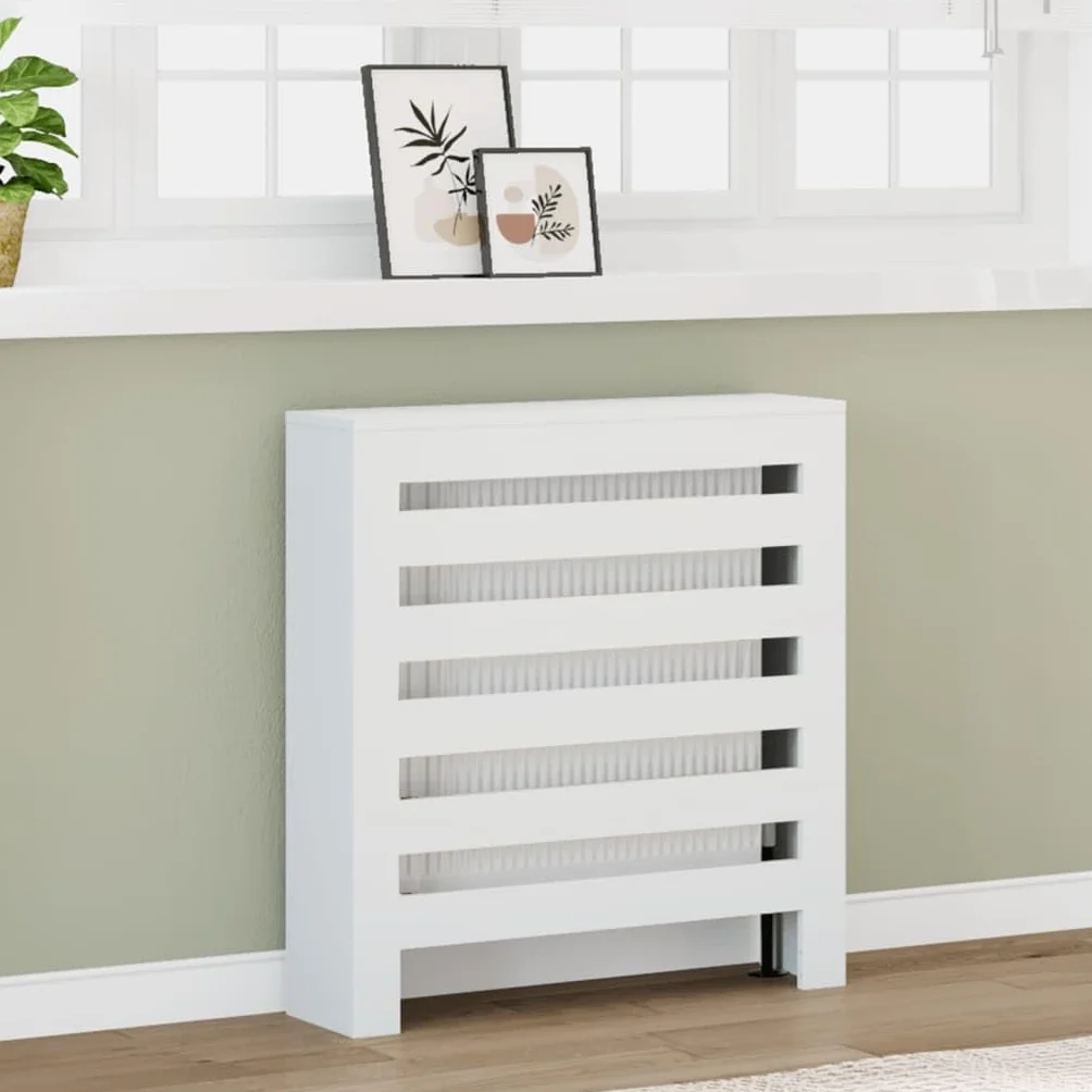 Cubierta de radiador Madera de ingeniería Blanco 78x20x82 cm Accesorios para radiadores