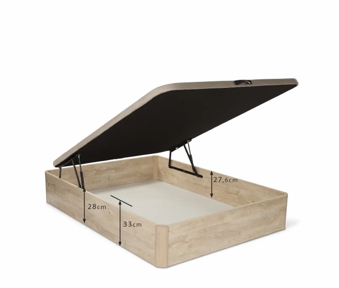 DORMIDAN - Canapé abatible de Gran Capacidad con Esquinas Redondeadas en Madera, Base tapizada 3D Transpirable + 4 válvulas aireación (Blanco, 135x190cm)