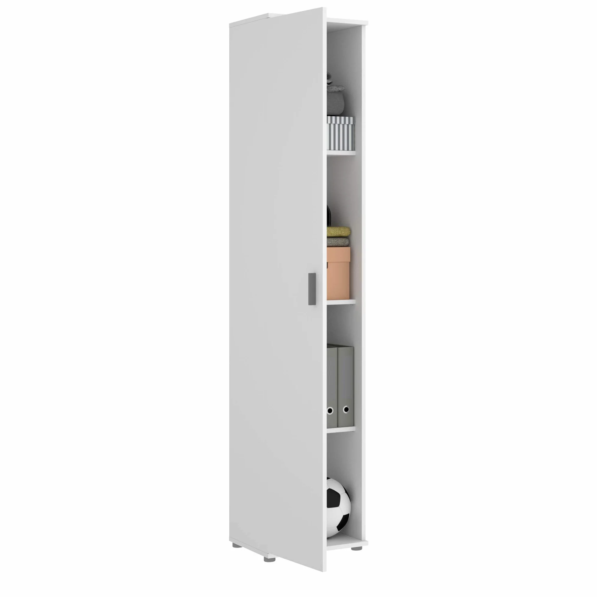 RIMOBEL Armario Multiusos 1 Puerta Madera de Ingeniería Blanco 39x190x35cm