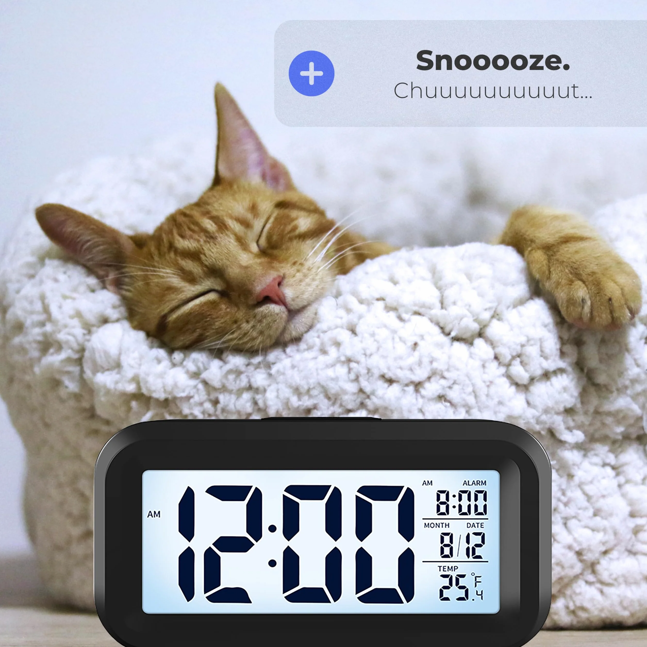 APM Snooooze Reloj Despertador Digital para Dormitorio, Pantalla 12/24H, Negro
