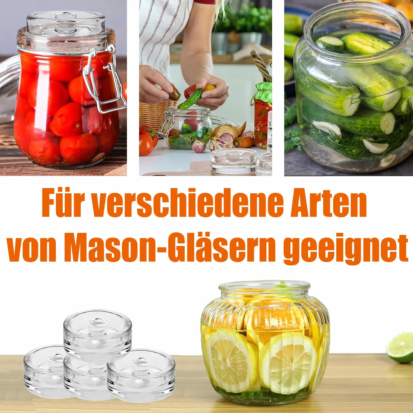 Pesos de Fermentación, 4 Piezas de Piedra de Peso, Pesas para Tarros de Conserva de Pepino, Pesas de Vidrio para Fermentación Ø 7cm,Pesas de para Fermentar Verduras en Salmuera