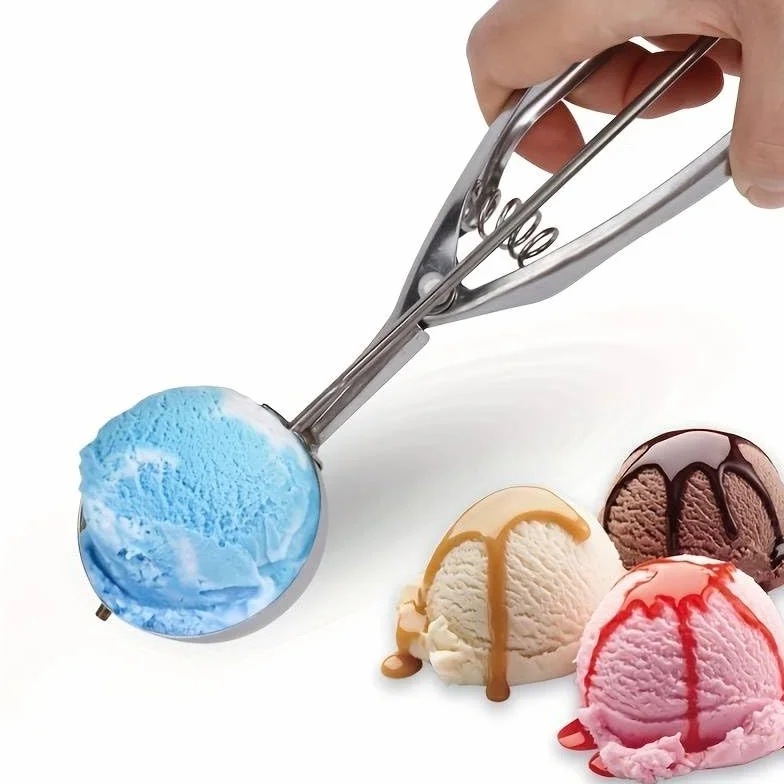 CHEFZOCO Cuchara de helado con gatillo, Acero inoxidable, 6 cm, Apto para Lavavajillas