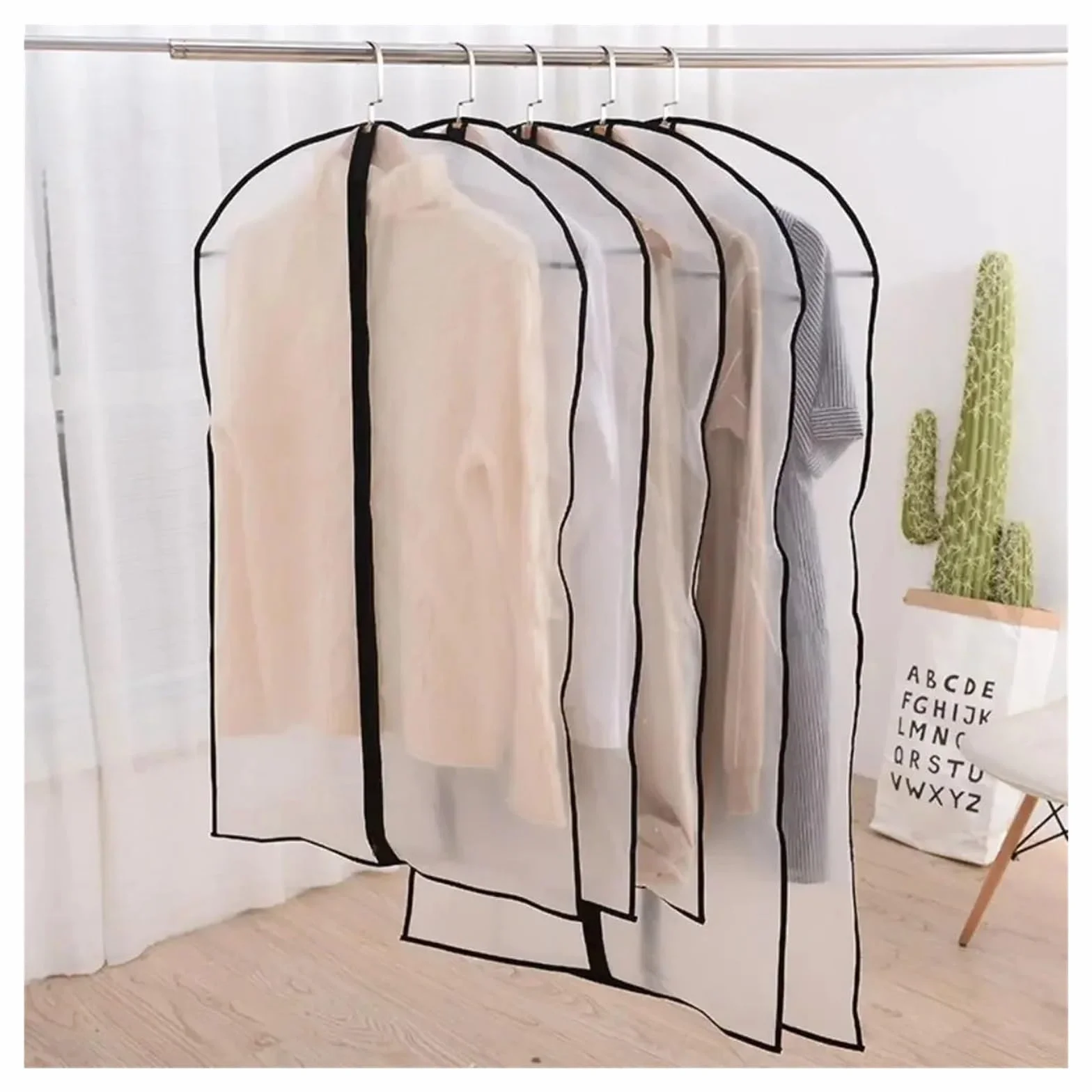 Fundas Para Ropa Bolsas de cubierta de tela a prueba de polvo, ropa colgante, vestido, traje, abrigo, cubierta antipolvo, bolsa de almacenamiento for el hogar, estuche organizador(60x100,10 PCS)