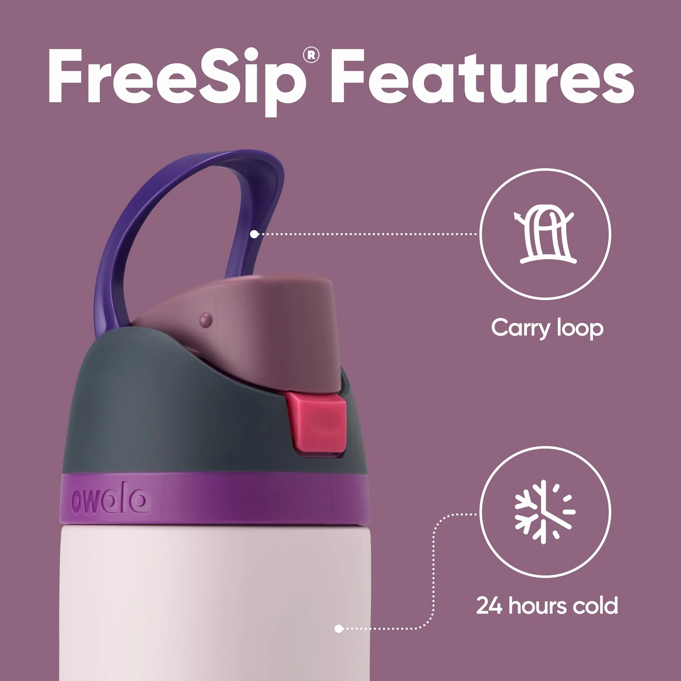 Owala FreeSip botella agua acero inoxidable 710 ml térmica a prueba de fugas sin BPA Dreamy Field