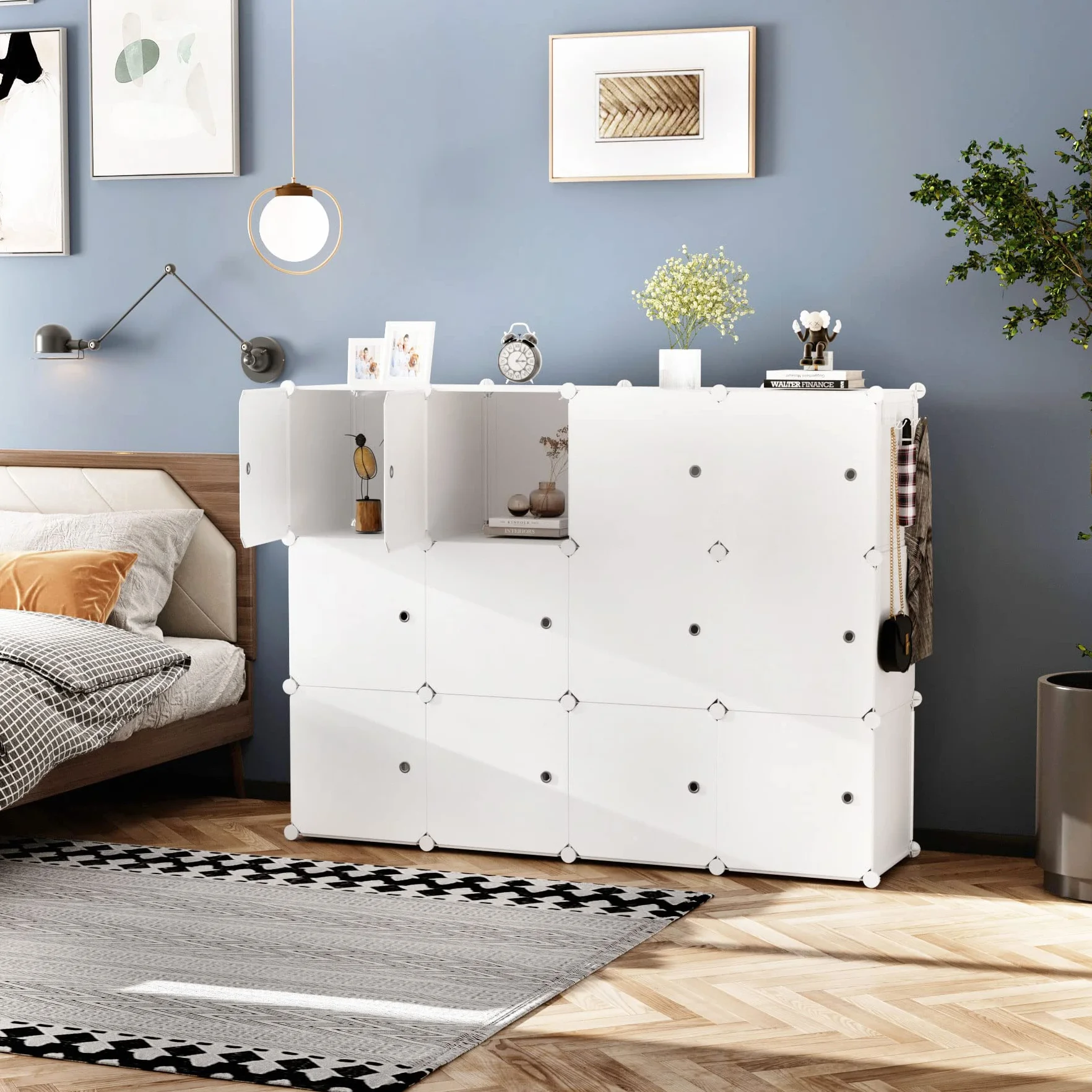 C&AHOME C&HOGAR Organizador de Almacenamiento en Forma de Cubo con Puertas 91.4cm x 31.5cm x 122.9cm