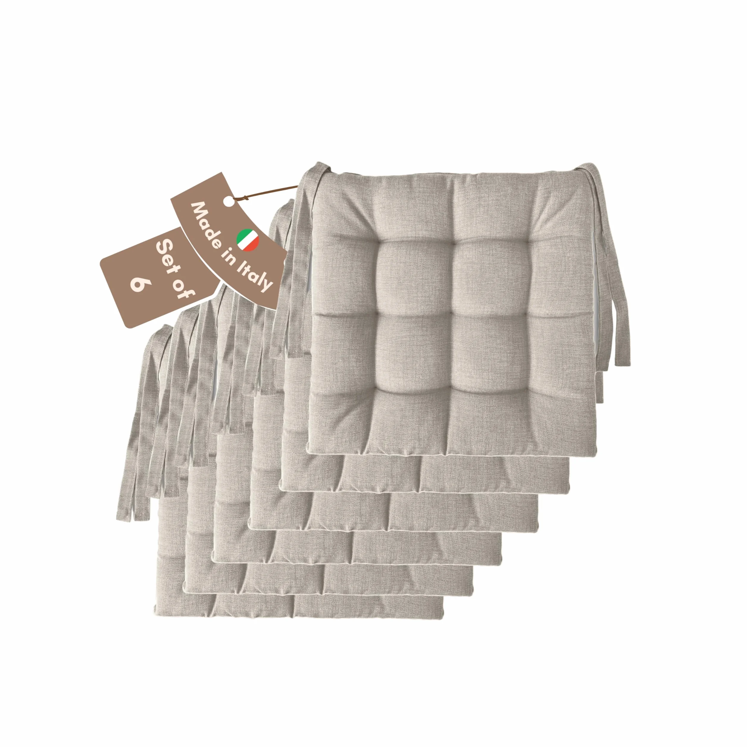 Il Tuo Artigiano Design Juego de 4 o 6 cojines para sillas de cocina, fabricados en Italia, juego de 6 piezas, 40 x 40 cm, grosor 6 cm, acolchado de espuma y suave acrílico (6, tono)