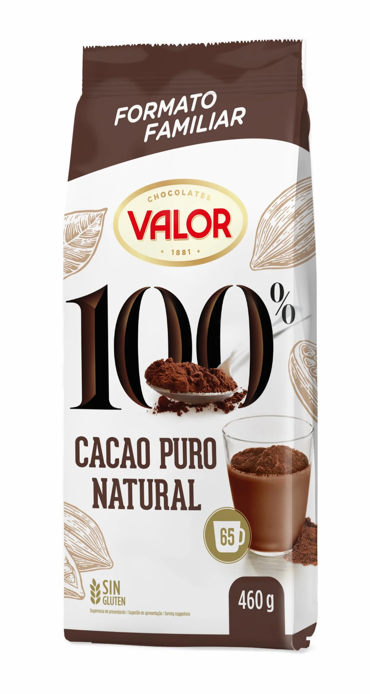Valor Cacao Soluble Puro 100% Natural Sin Gluten 460 Gramos