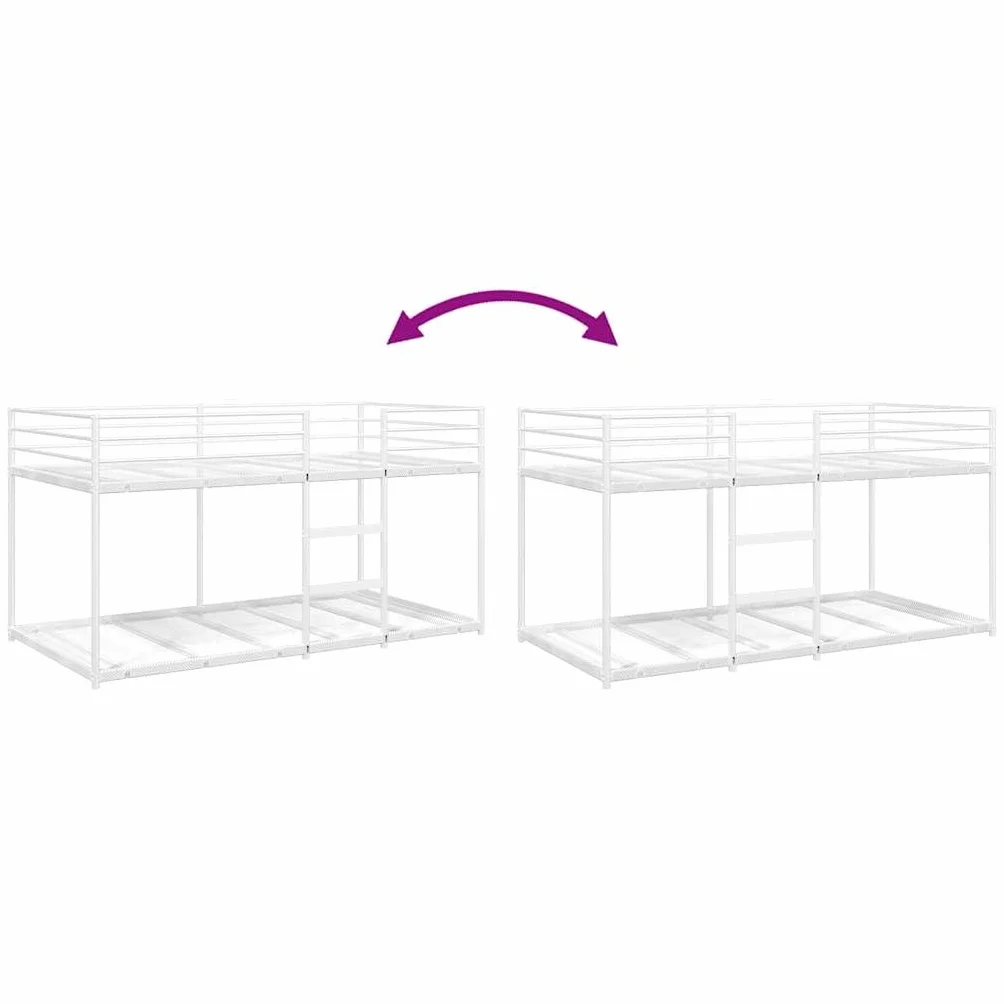 vidaXL Litera sin colchón Acero Blanco 75x190 cm, Estructura de Cama, Base de Cama, Muebles de Dormitorio, Cama Alta, Estructura de litera
