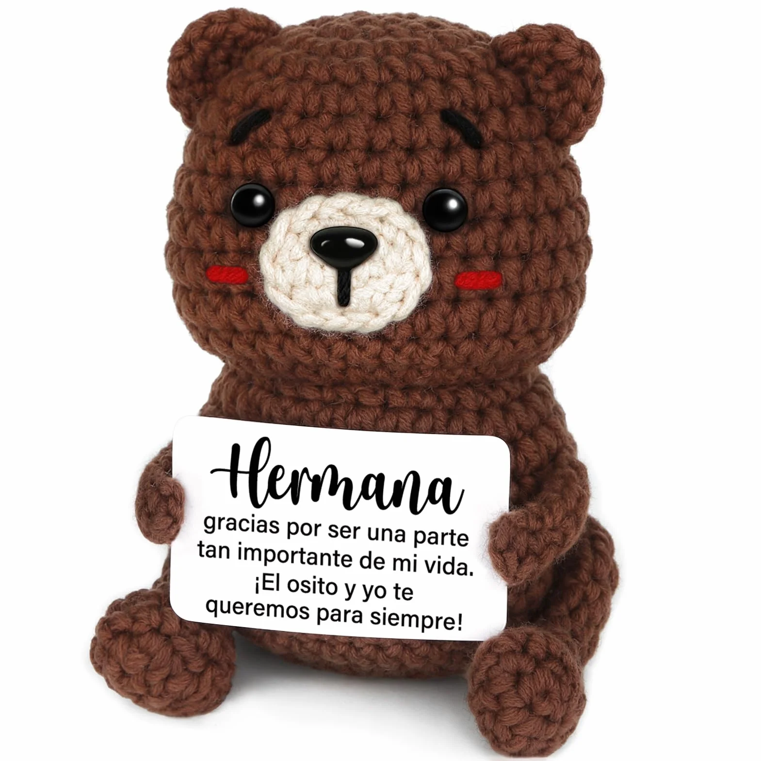 CheriGift Oso Positiva Regalo Hermana, Oso Hechas a Mano, Originales Regalo Hermana Cumpleaños, Día de San Valentín, Navidad 6 x 5 x 9.5 cm